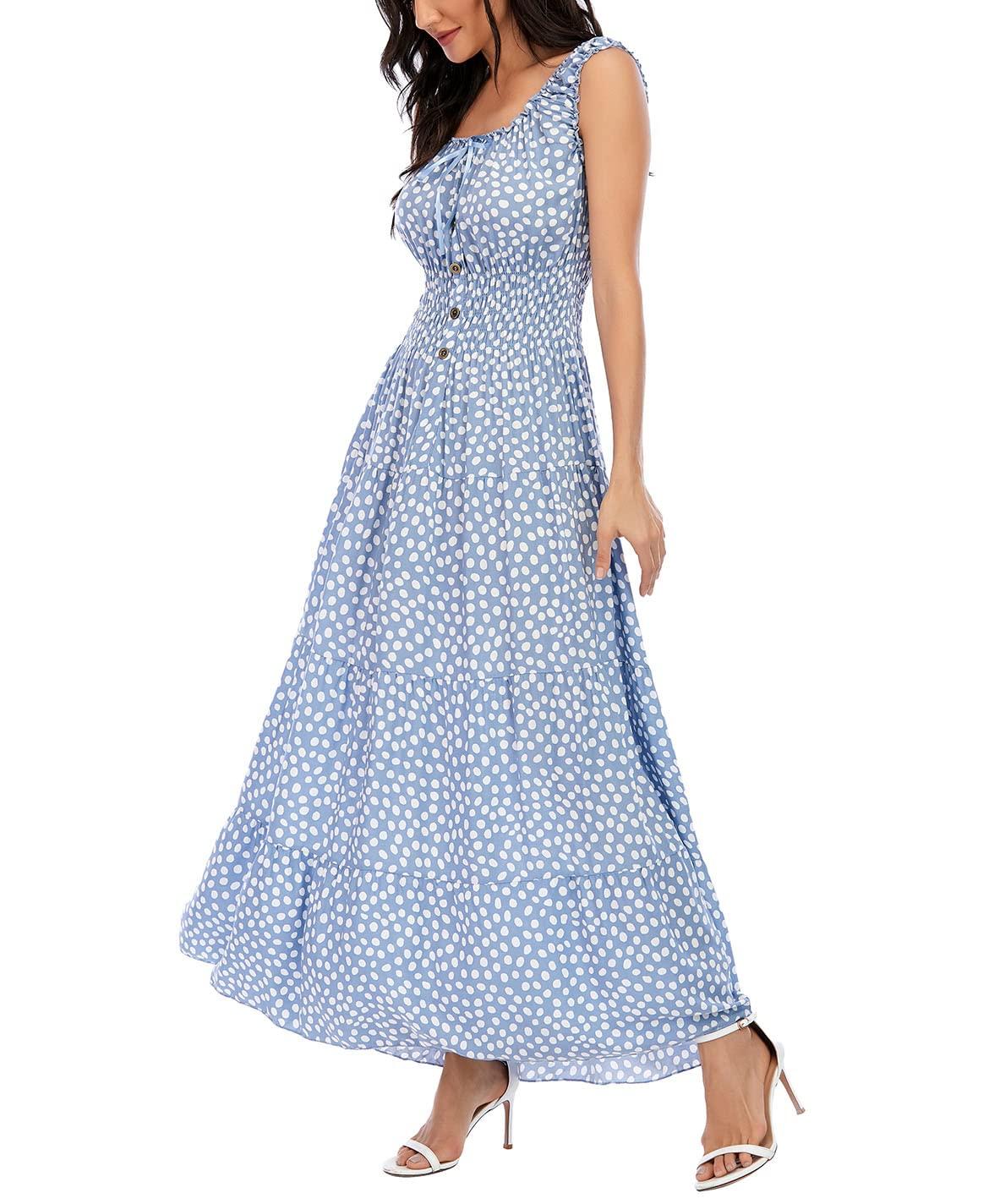 OSTOO Women's 2025 Summer Boho Floral Print Tiered Casual Flowy Long Maxi Dress