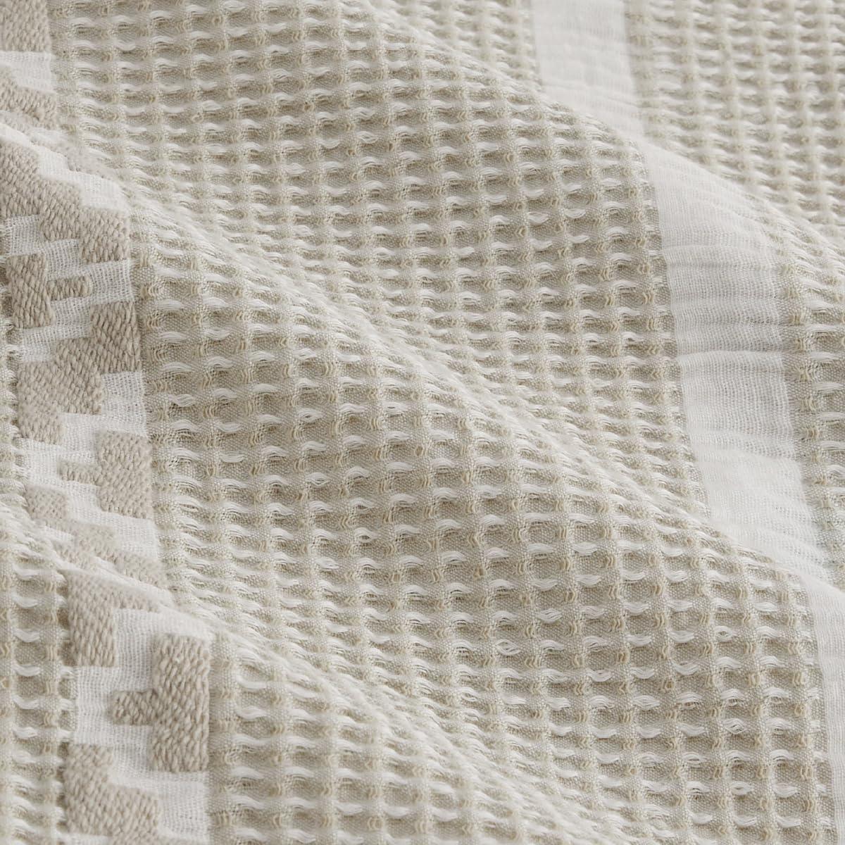 Bedsure Waffle Queen Comforter Set - Linen Soft Cotton Bedding Set for All Seasons, Stripe Fluffy Bed Set 3 Pieces with 1 Waffle Weave Comforter Queen Size and 2 Pillow Shams - Image 9