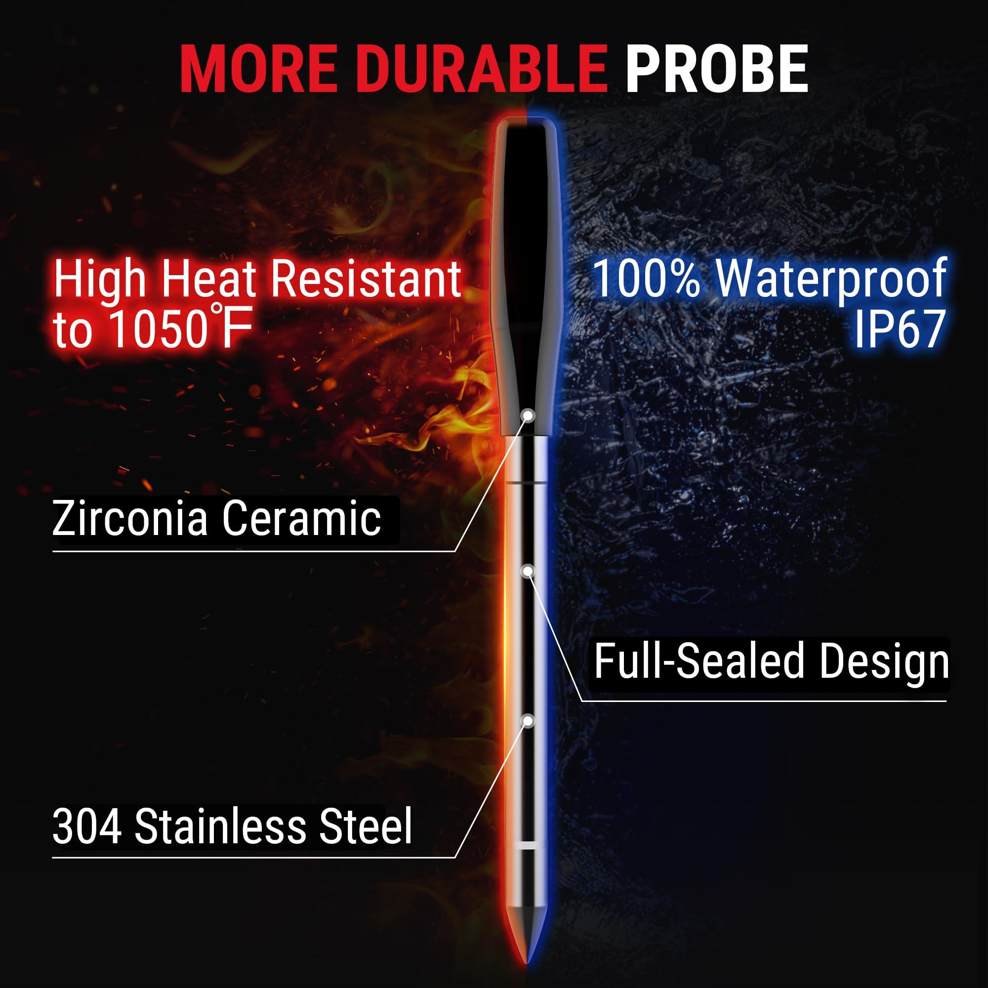 ThermoPro TempSpike Plus 600ft Wireless Meat Thermometer with 2 Color-Coded Probes, Bluetooth Meat Thermometer with LCD-Enhanced Booster for Food Cooking Grill Smoker, Fathers Day Gift for Him - Image 4