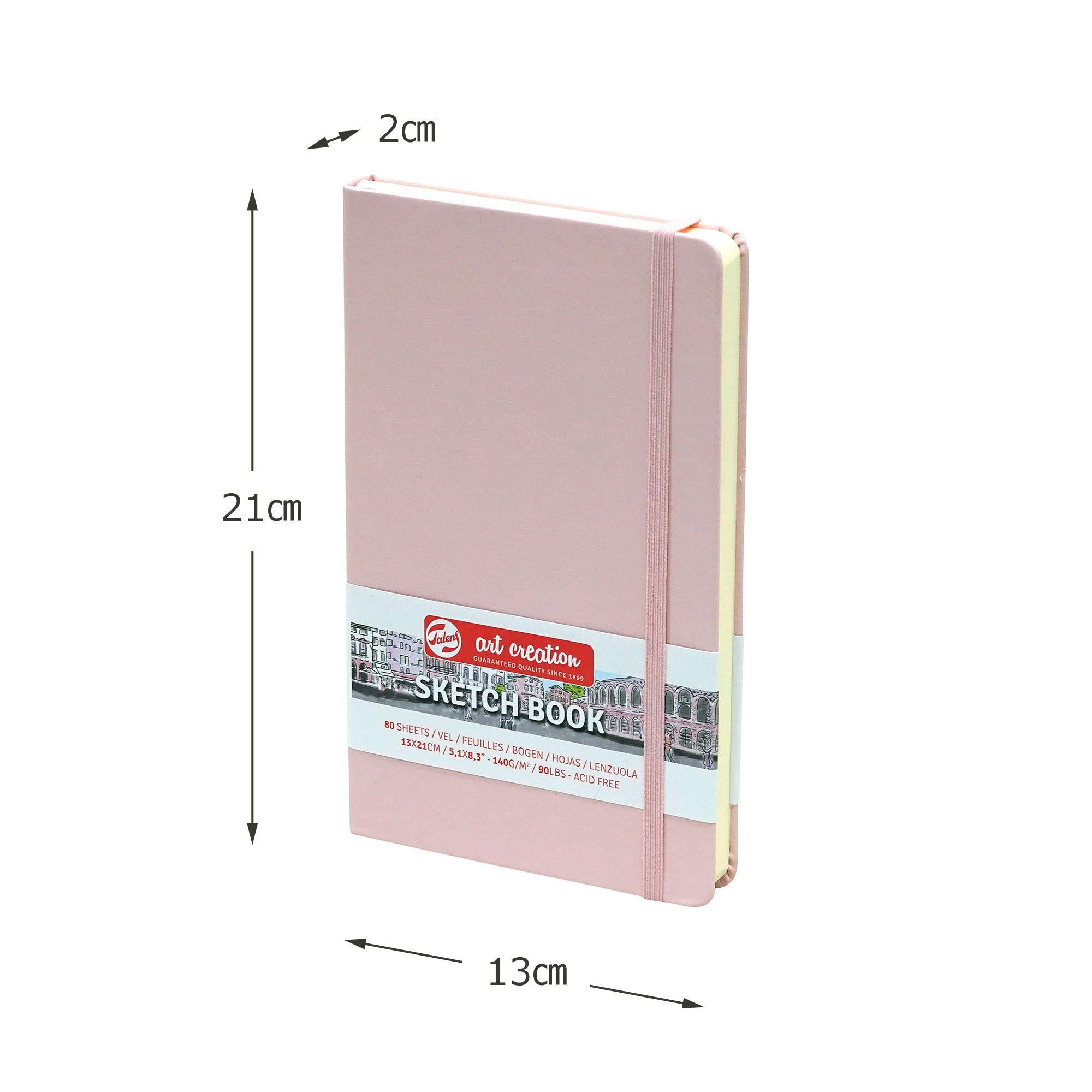 Tarens T9314-012M Art Creations Sketchbook, Drawing Notebook, 5.1 x 8.3 inches (13 x 21 cm), Pastel Pink, Thickness: 4.9 oz/sq ft (140 g/m2), Fine, Acid Free Paper, 80 Sheets Bound - Image 3