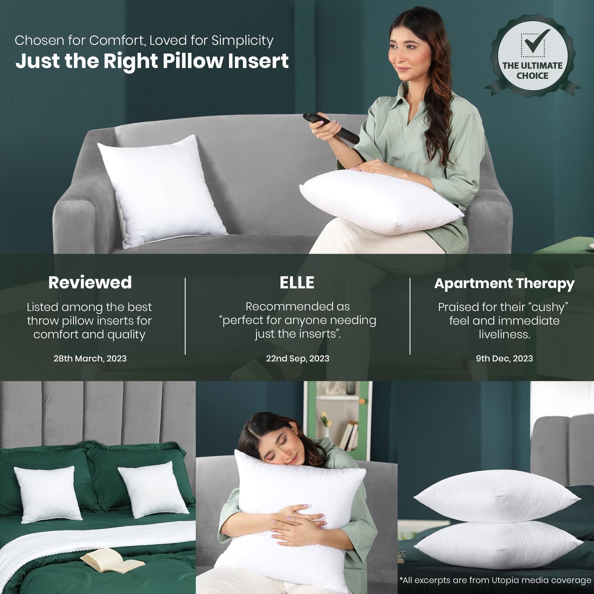 Utopia Bedding Throw Pillows Insert (Pack of 2, White) - 18 x 18 Inches Bed and Couch Pillows - Indoor Decorative Pillow - Image 4