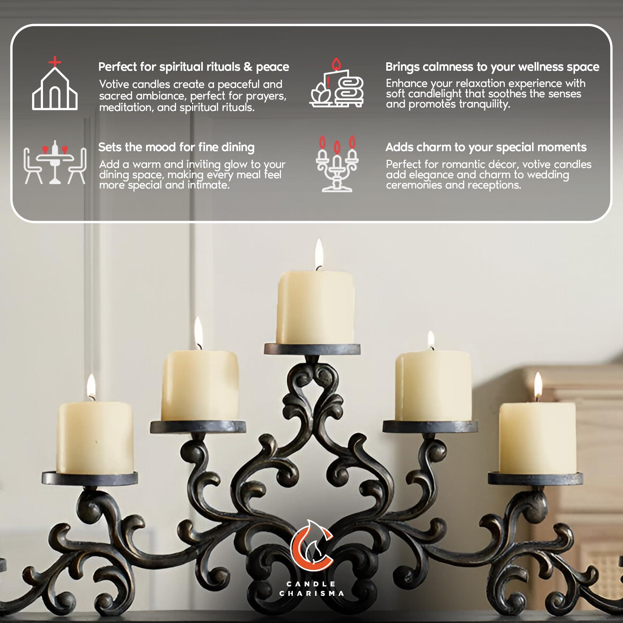 Candle Charisma Ivory Votive Candles Unscented - 15 Hour Burn time - Set of 36 for Dinner, Wedding, Halloween and Holiday Decorations - Image 5