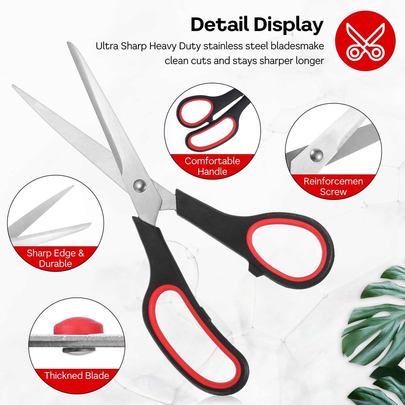 Scissors Bulk 24-Pack, 8" Multipurpose Scissors, Soft Comfort-Grip Handles Stainless Steel Sharp Shears for School Office Home, High/Middle School Classroom Scissors, Sewing DIY Craft Supplies - Image 4