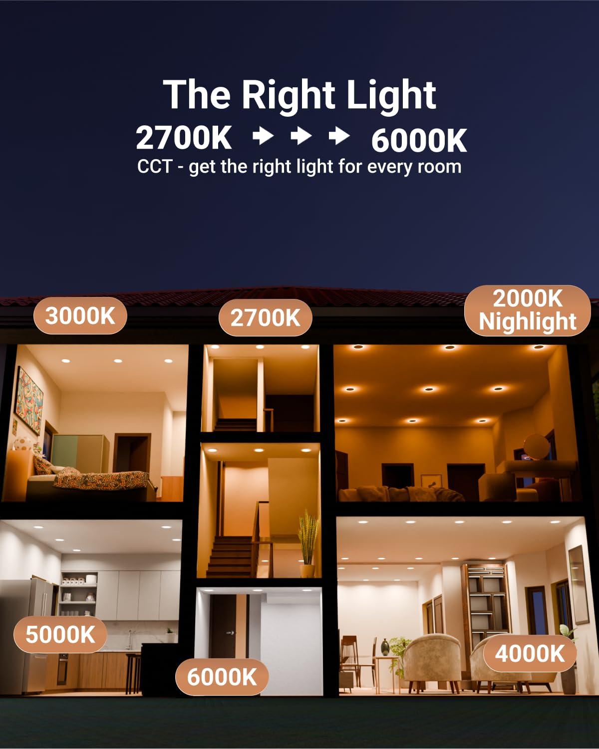Sunco 12 Pack 6 Inch LED Recessed Lighting Retrofit with Night Light, 2700K/3000K/4000K/5000K/6000K Selectable, Dimmable Can Lights, 13W, 1200LM, Damp Rated, Retrofit Installation ETL - Image 5