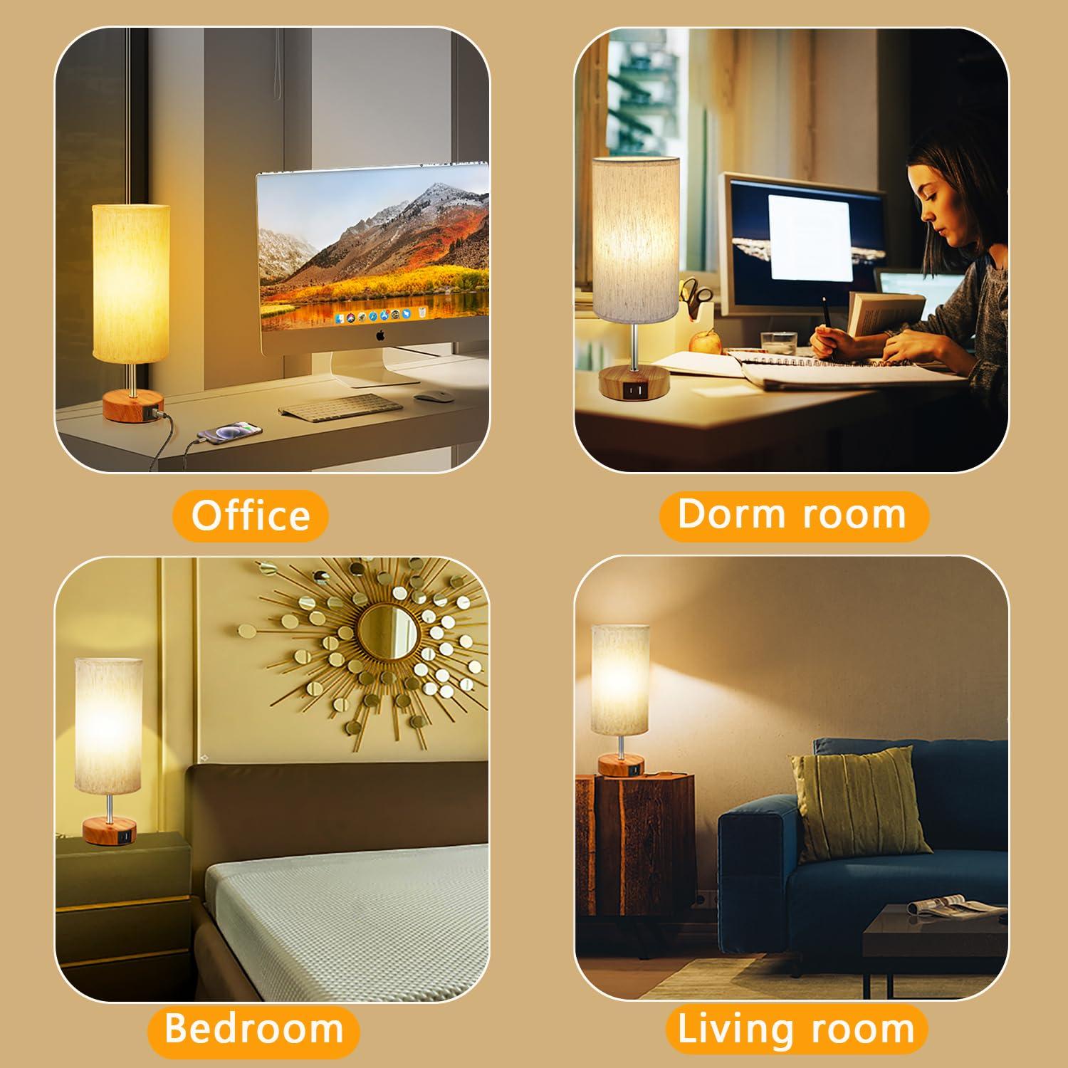 Aokudoni Stepless Dimming Small Lamp with 3 Color Temperature, Touch Table Lamps for Nightstand with USB A + C Ports, Bedside Lamps for Living Room Bedroom, Gifts for Girl Mom, Beige - Image 6