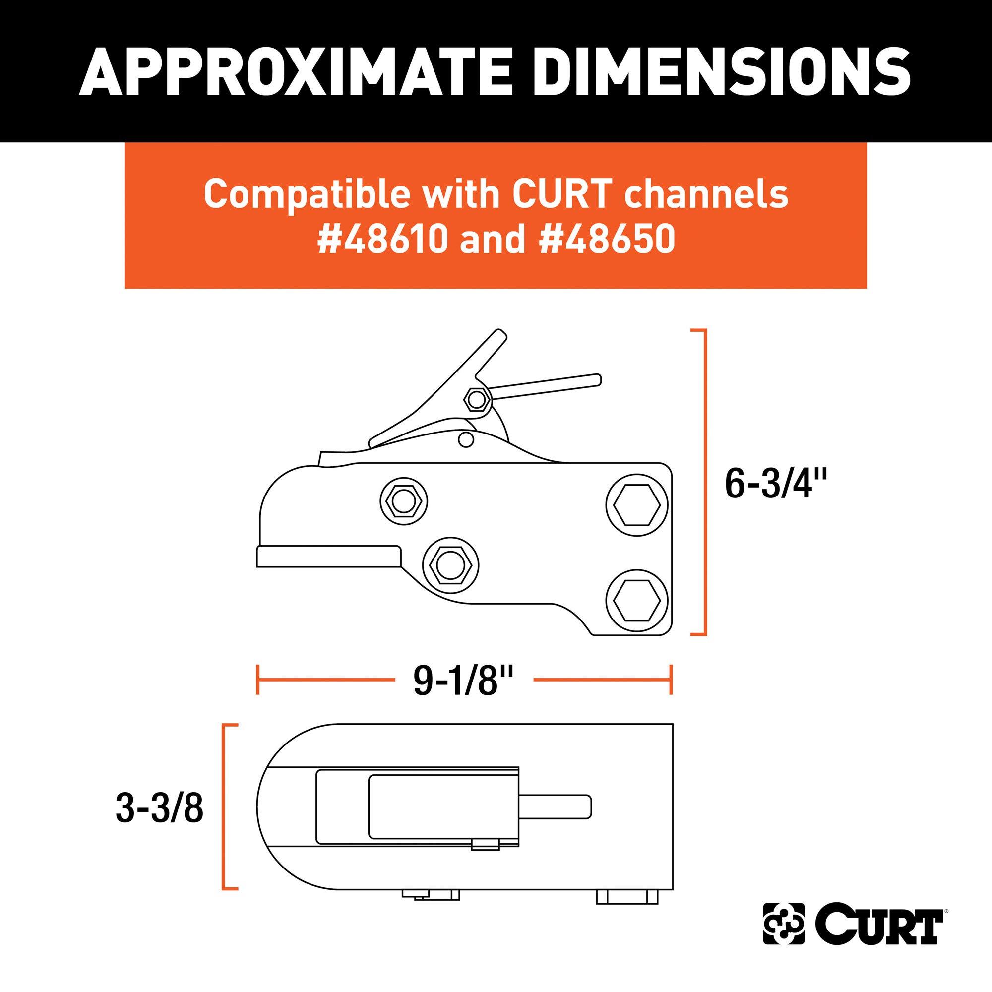 CURT 25328 Channel-Mount Adjustable Trailer Coupler, 2-5/16-Inch Hitch Ball, 15,000 lbs, B - Image 2