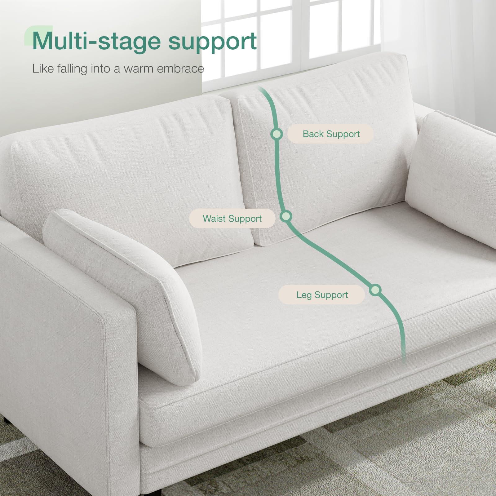 Novilla 66" Fabric Loveseat Sofa, 700 LBS Weight Capacity, Simple Assembly Required, Fabric Couch for Living Room, Bedroom, Home Office, Cream Couch - Image 6