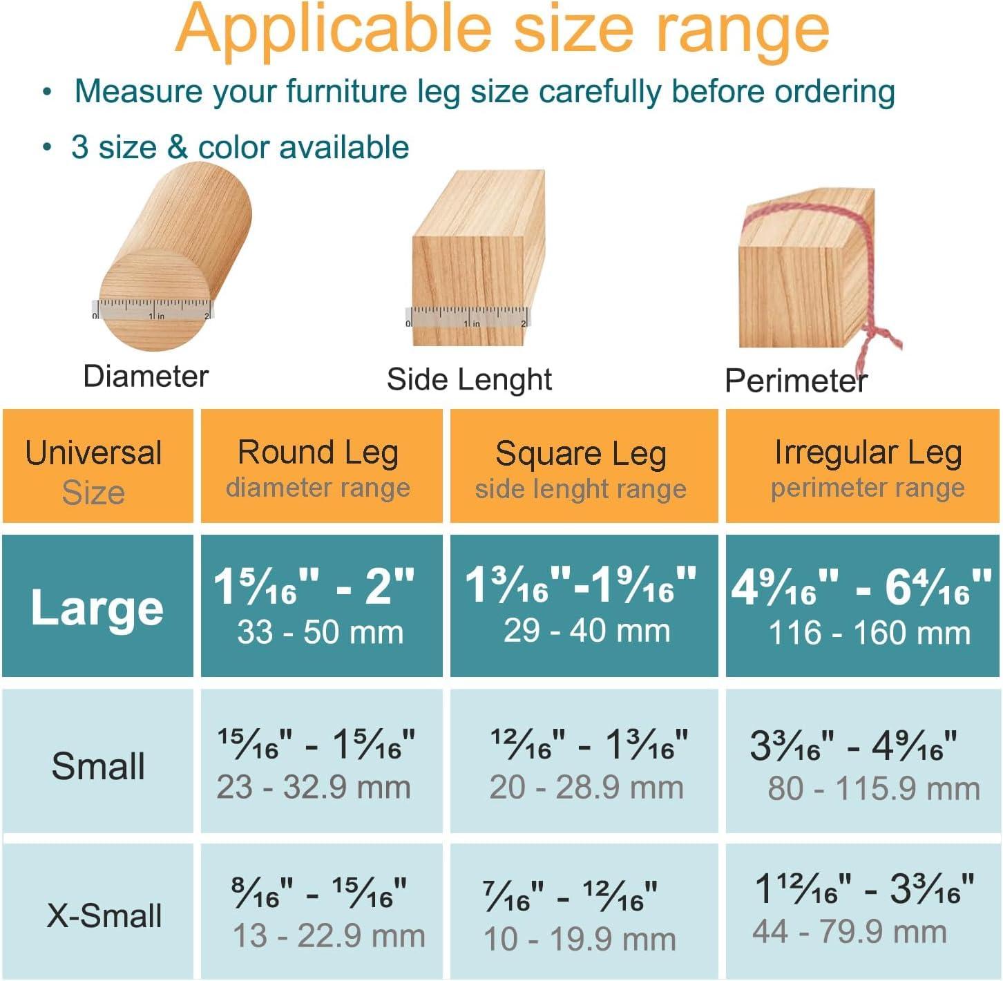 32 Pcs Chair Leg Protectors for Hardwood Floors, Silicone Felt Furniture Leg Cover Pad for Protecting Floors from Scratches and Noise, Smooth Moving for Chair Feet(Large fit : 1.3'' - 2'') - Image 2