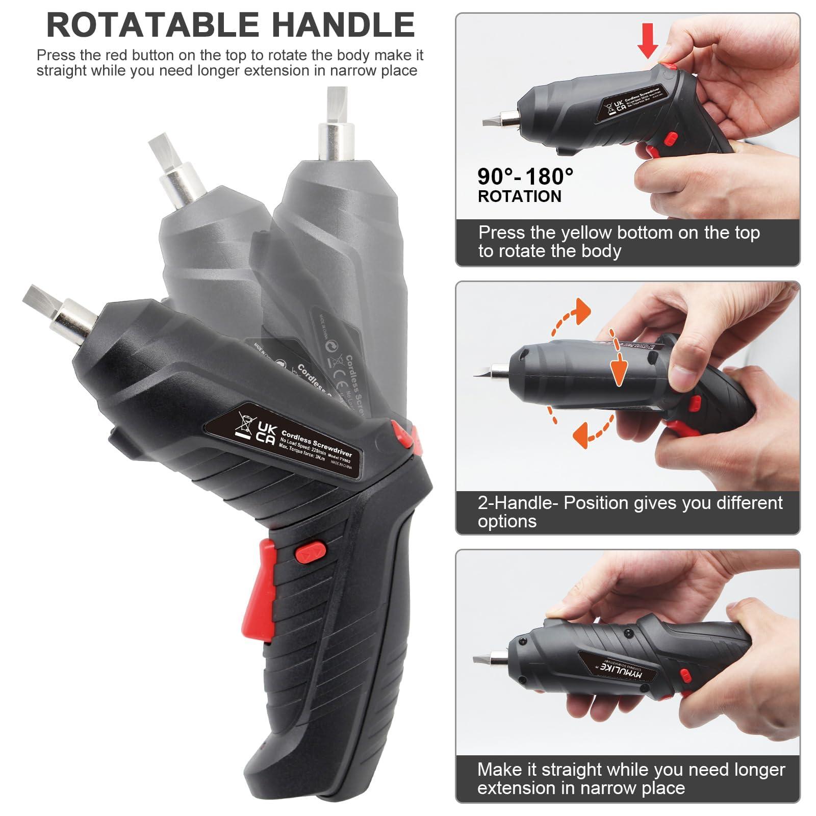 Cordless Electric Screwdriver, 3.6V Rechargeable Power Screwdriver with 47 pcs Accessories, usb charging, 3Nm Screw Gun, mini Carrying screwdriver set ​with LED Light for Electric Power Drill Set - Image 3