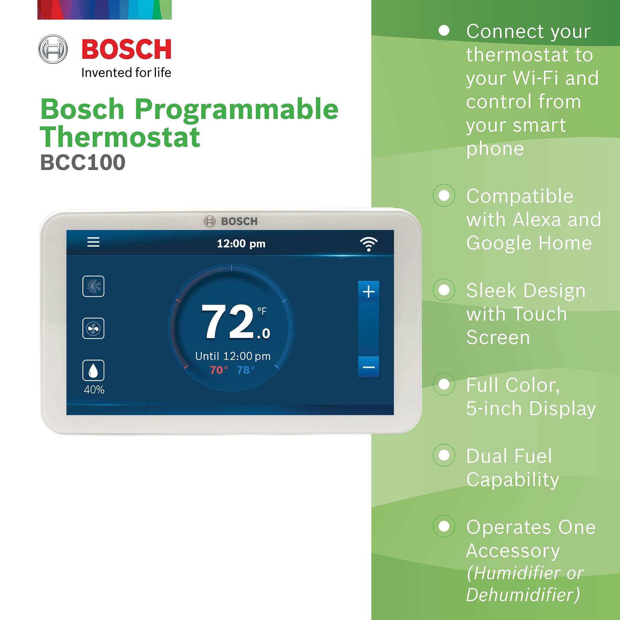 Bosch Large 5-Inch Full-Color Touch Screen Sleek Easy Setup Connected Control Smart Phone Wi-Fi Thermostat for 24V HVAC Systems with Bosch Connected Control App - Image 3