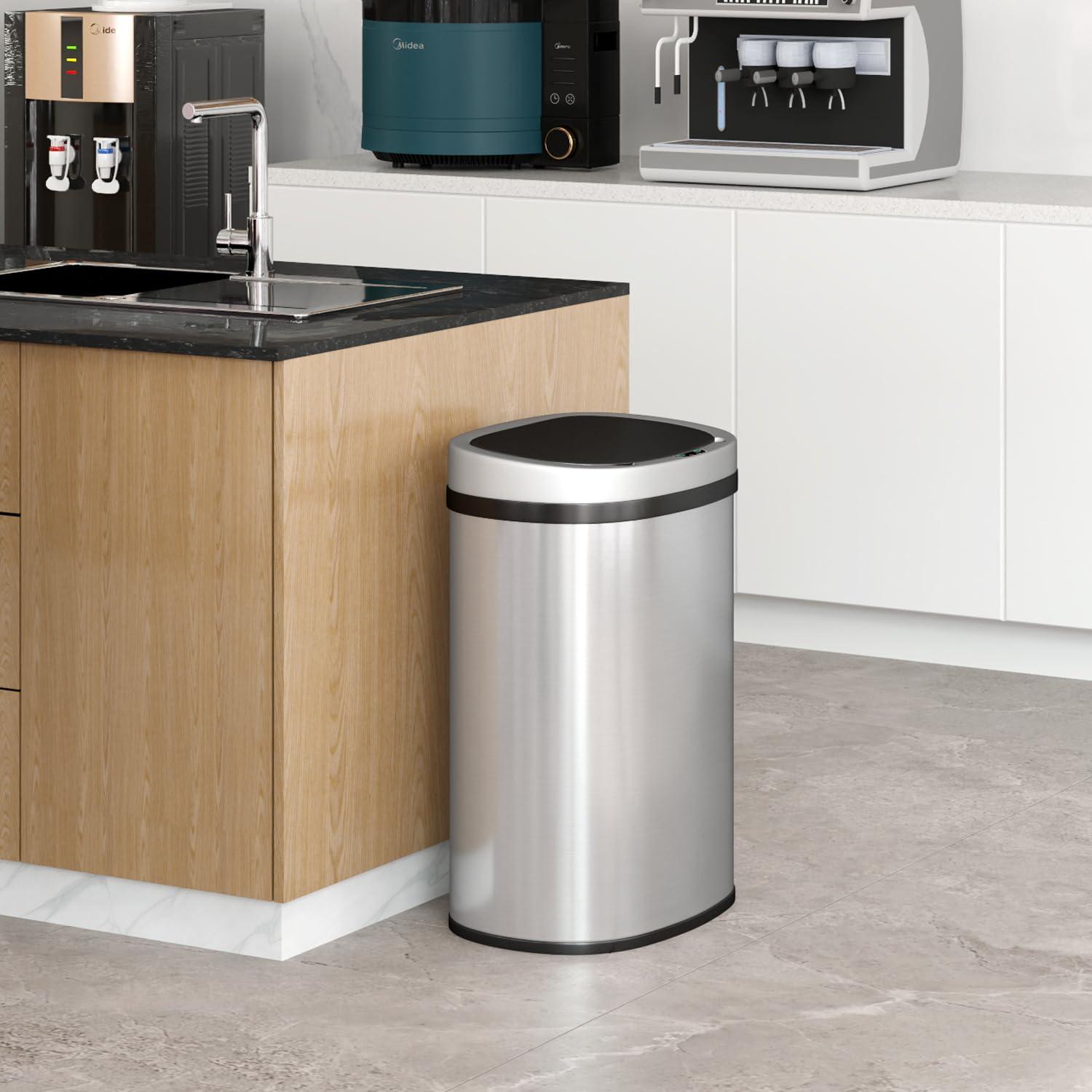 Kitchen Trash Can with Lid, 13 Gallon Automatic Garbage Can for Bathroom Bedroom Home Office 50 Liter Touch Free High-Capacity Brushed Stainless Steel Waste Bin - Image 2