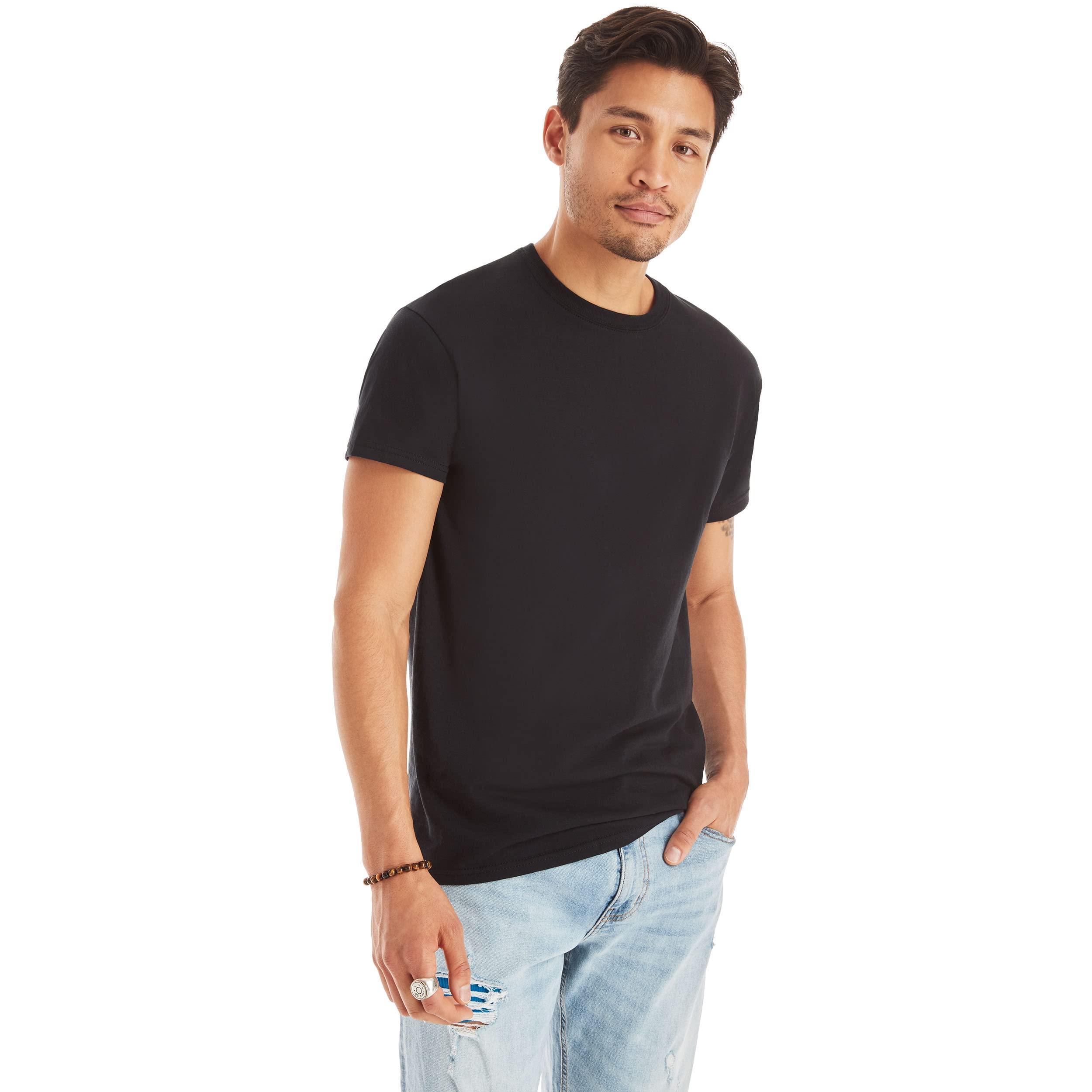 Hanes Men's Cotton, Moisture-Wicking Crew Tee Undershirts, Multi-Packs Available - Image 2