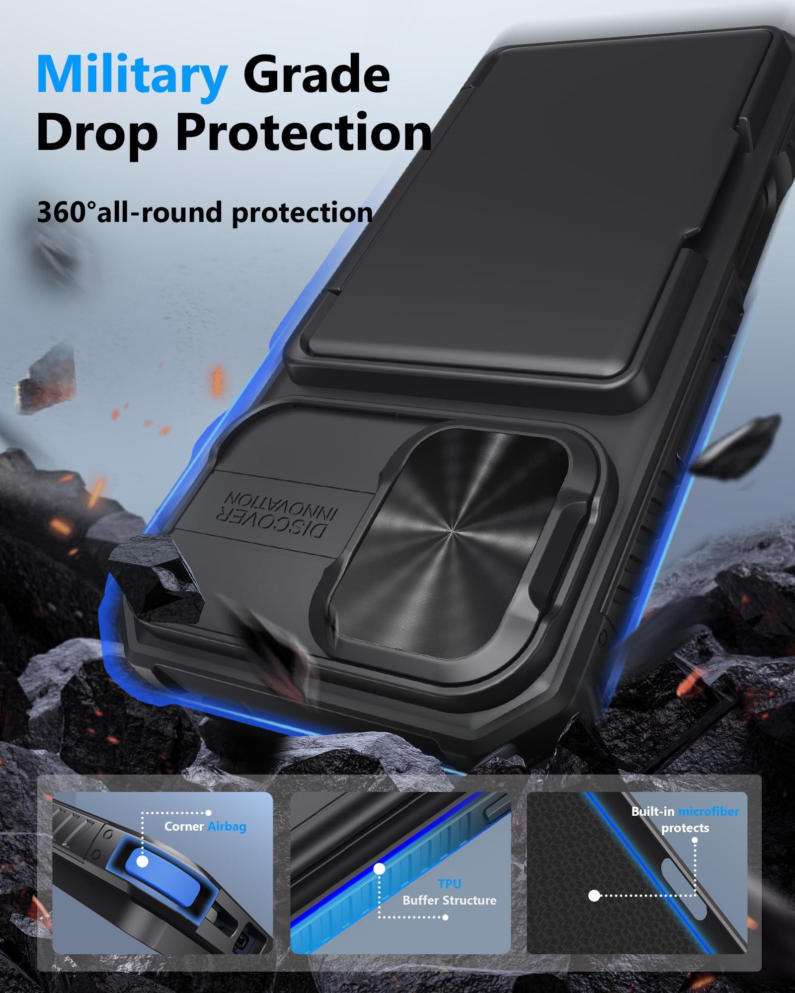 ATATOO for iPhone 16 Case Wallet with Lanyard, Phone Strap Crossbody for Women Men, Card Holder, Slide Camera Cover, Military Grade Protection, Case for iPhone 16 6.1", Black - Image 5
