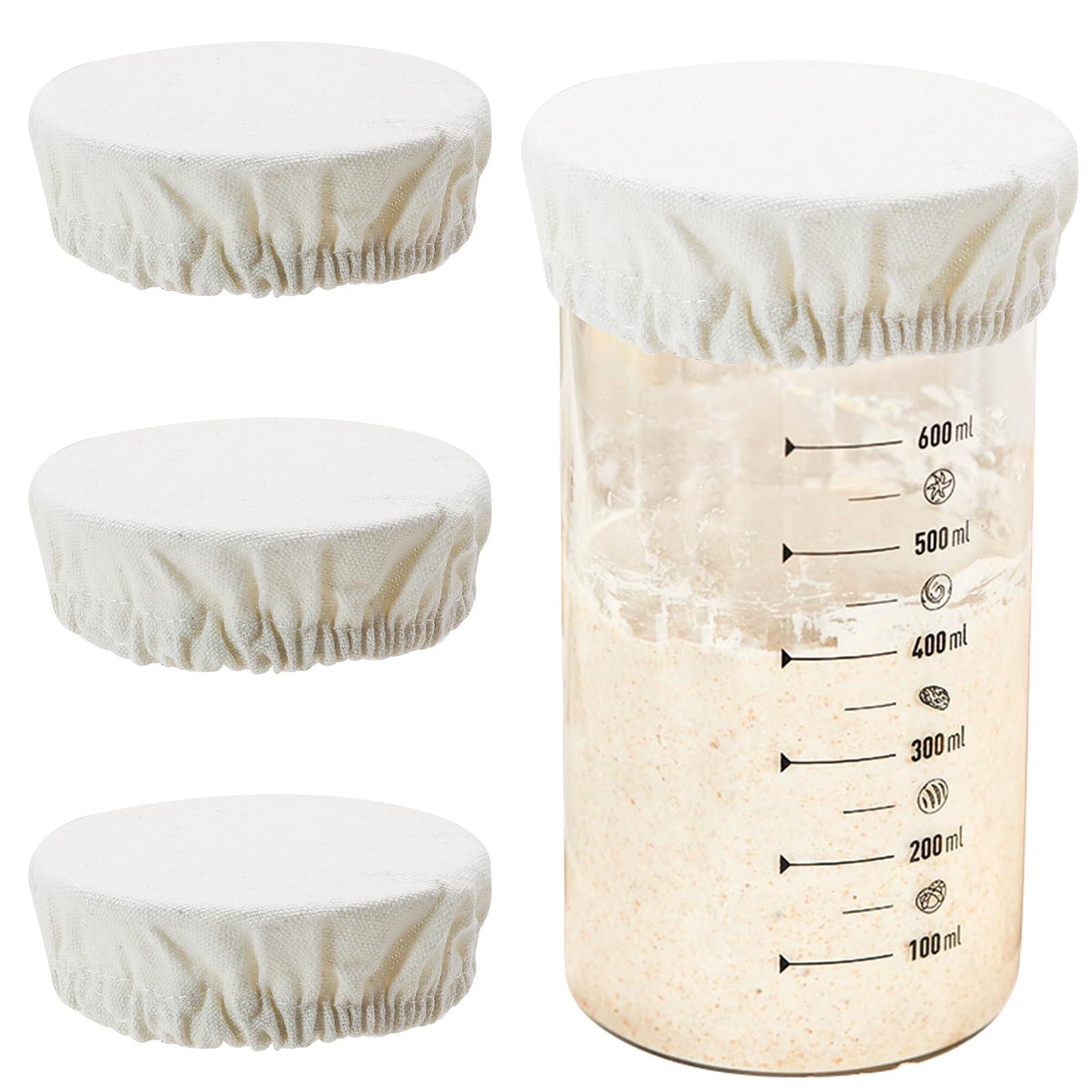 Sourdough Jar Cover Starter Jar Cloth For Sourdough Cover Reusable Cloth lid Bread Fermentation Baking Supplies for 3-4 Inch Mouth 4 Pack