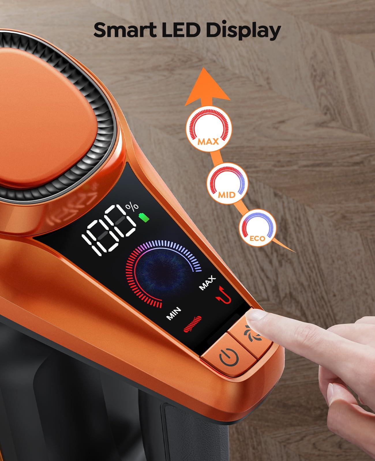 Fieety Cordless Vacuum Cleaner, 550W/45Kpa Vacuum Cleaners for Home with LED Screen, Max 60 Mins Runtime, Noise Reduction Tech, Anti-Tangle Stick Vacuum for Pet Hair Carpet and Hardfloor - Image 5