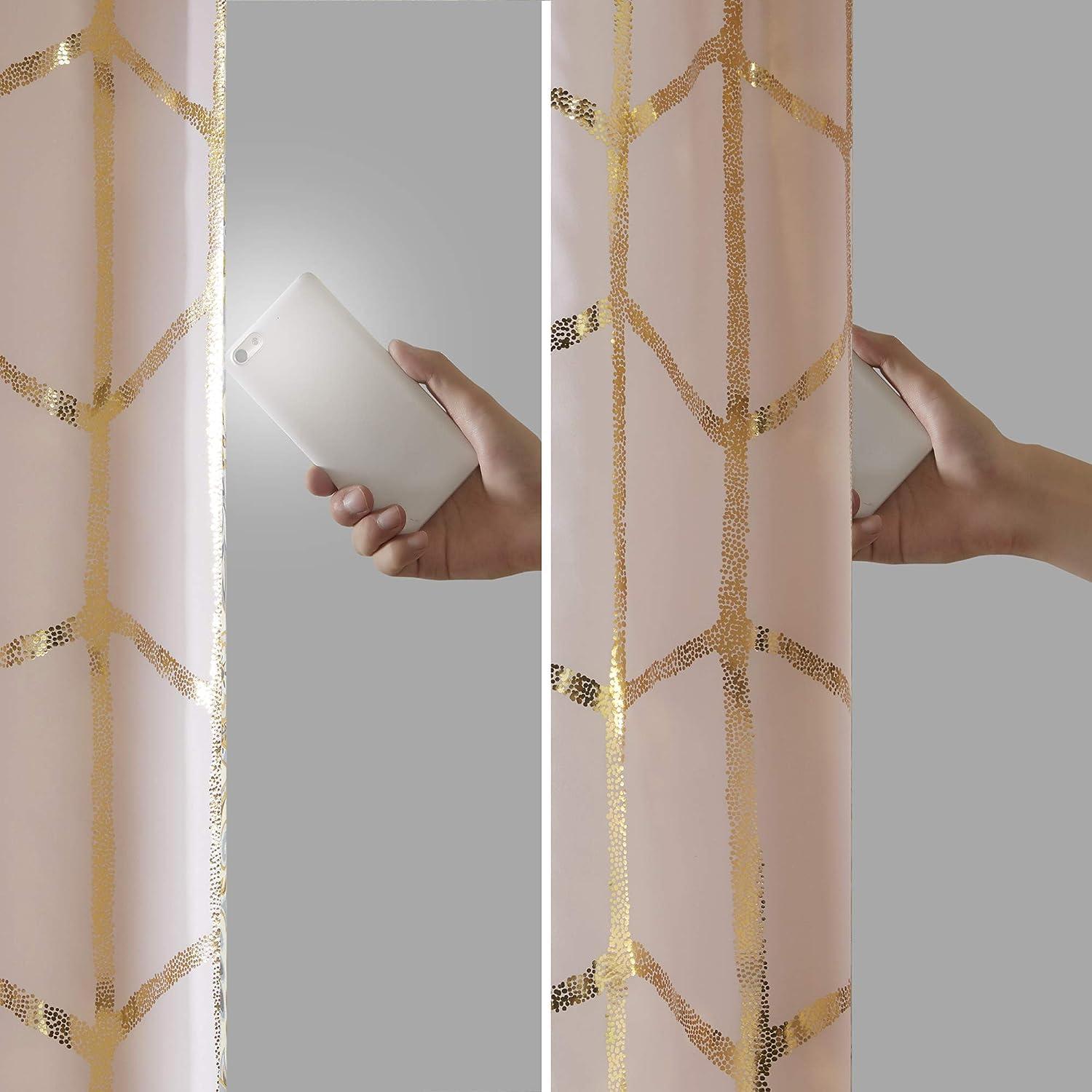 Intelligent Design Raina Total Blackout Metallic Print Grommet Top Single Curtain Panel Thermal Insulated Light Blocking Drape for Bedroom Living Room and Dorm, 50x84, Blush/Gold 1 Piece - Image 8