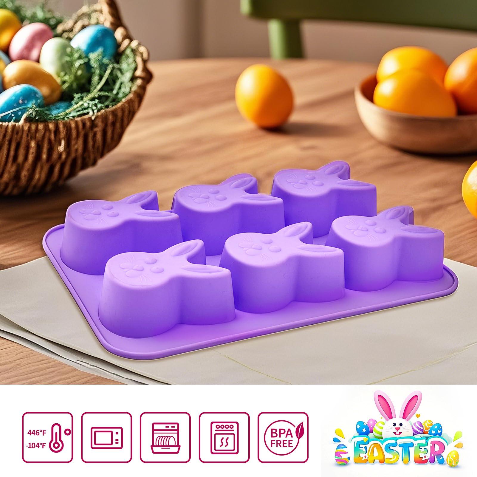 Bunny Molds Easter Silicone Molds for Chocolate, 2 Pack Easter Bunny Muffin Brownie Pan for Baking, Jello Candy Molds Easter Soap Molds for Hot Chocolate Bombs Ice Cube Candle - Image 4