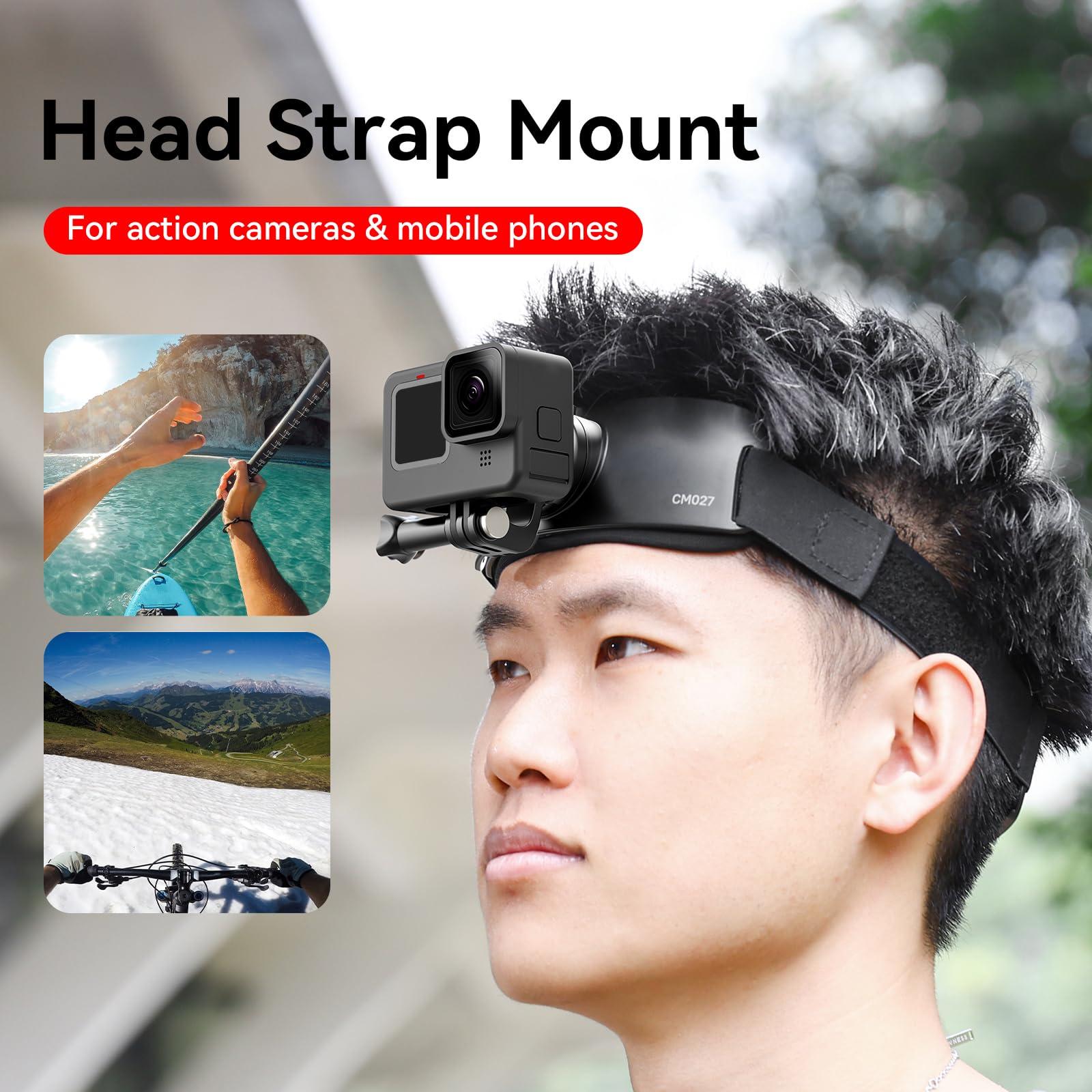 Head Strap Mount for Action Camera iPhone - ULANZI CM27 2 in 1 POV Sets Support Vertical Shots Vlog Video Accessories for Action Camera Cell Phone Smartphone - Image 4