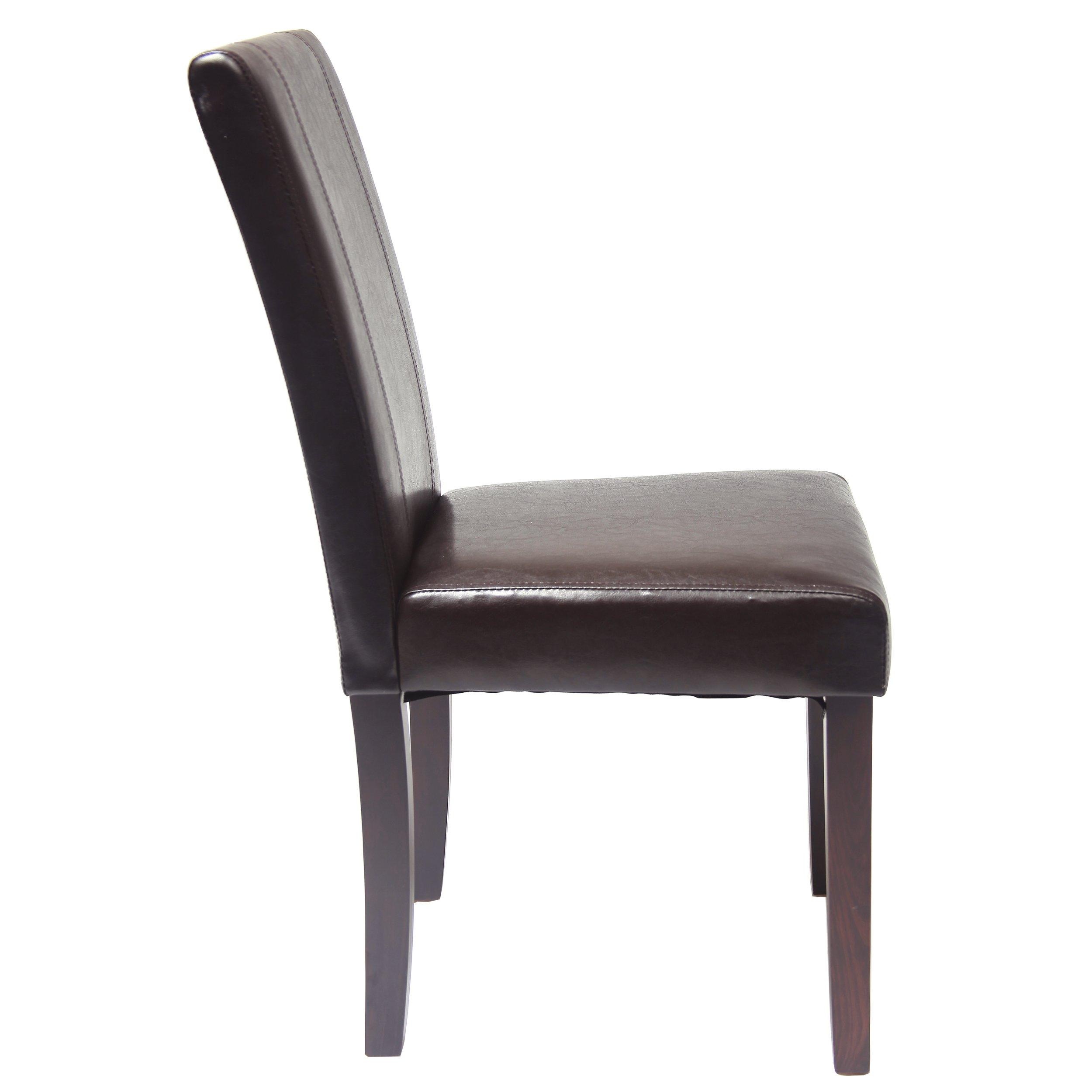 Roundhill Furniture C020BR Urban Style Solid Wood Leatherette Padded Parson Chair, Brown, Set of 2 - Image 6