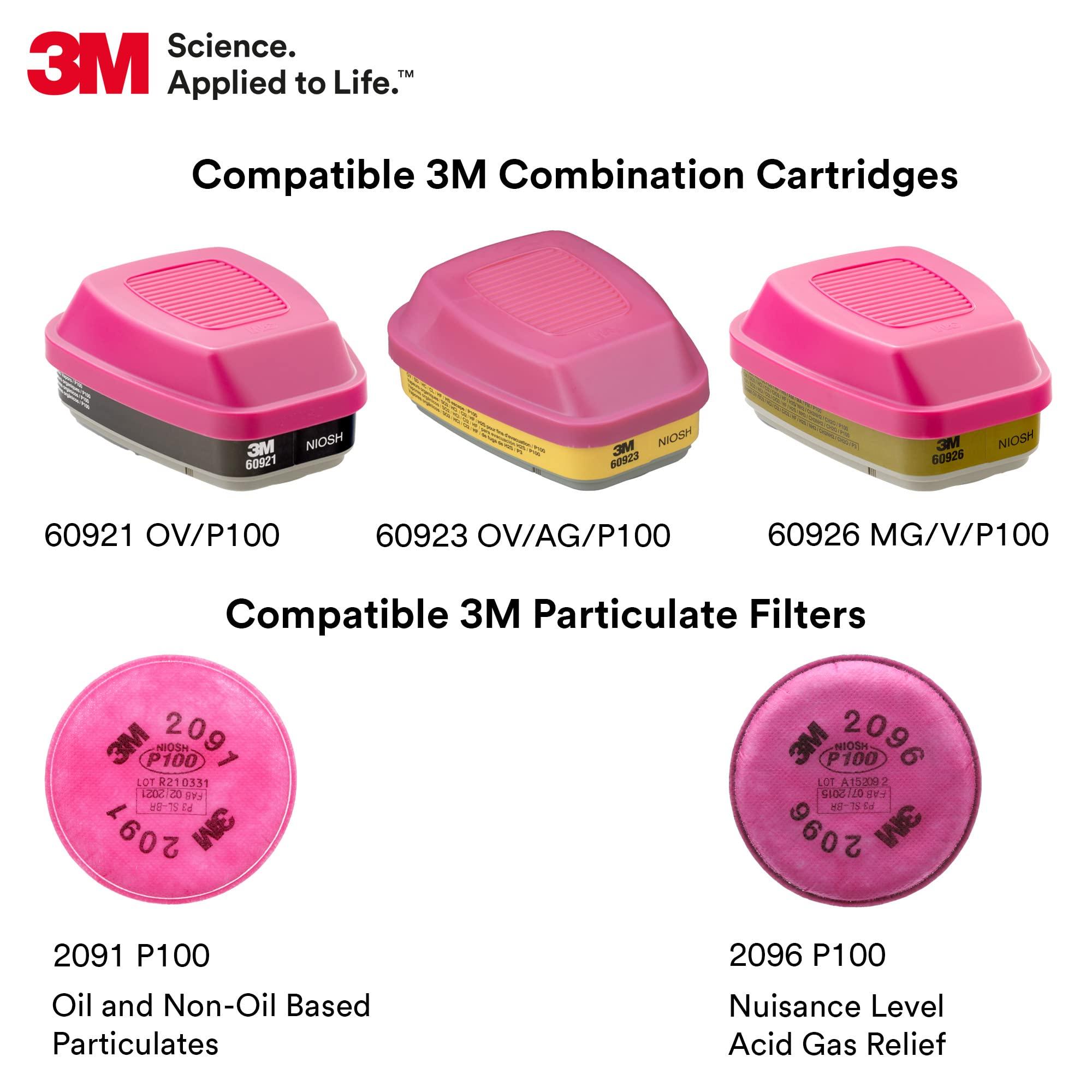 3M Full Facepiece Reusable Respirator 6800, NIOSH, Large Lens, ANSI High Impact Eye Protection, Silicone Face Seal, Four-Point Harness, Comfortable Fit, Painting, Dust, Chemicals, Medium - Image 9