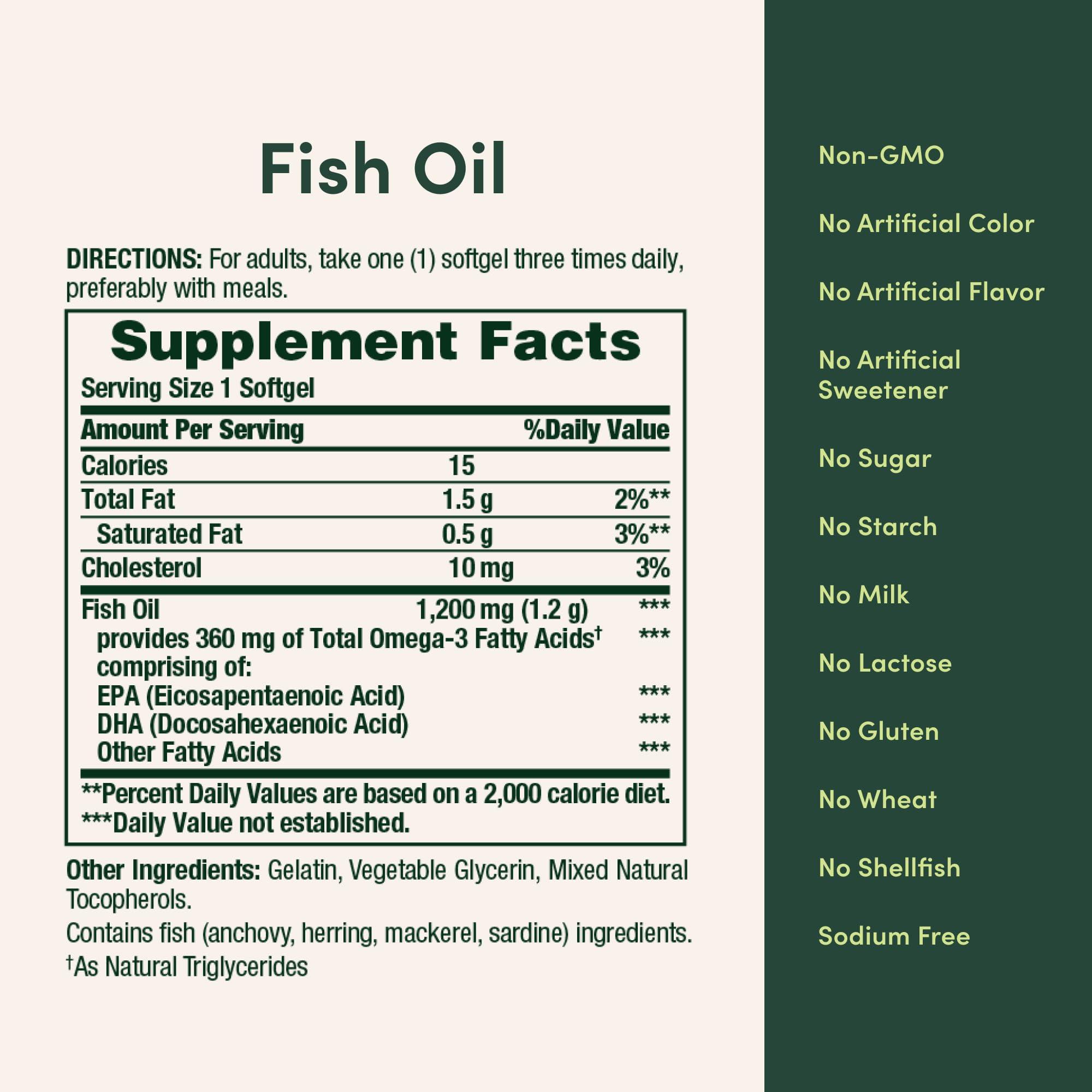 Nature's Bounty Fish Oil Omega 3 Supplements - Supports Heart Health, 1200 Mg Fish Oil, Omega-3, 200 Softgels (Pack of 1) - Image 5