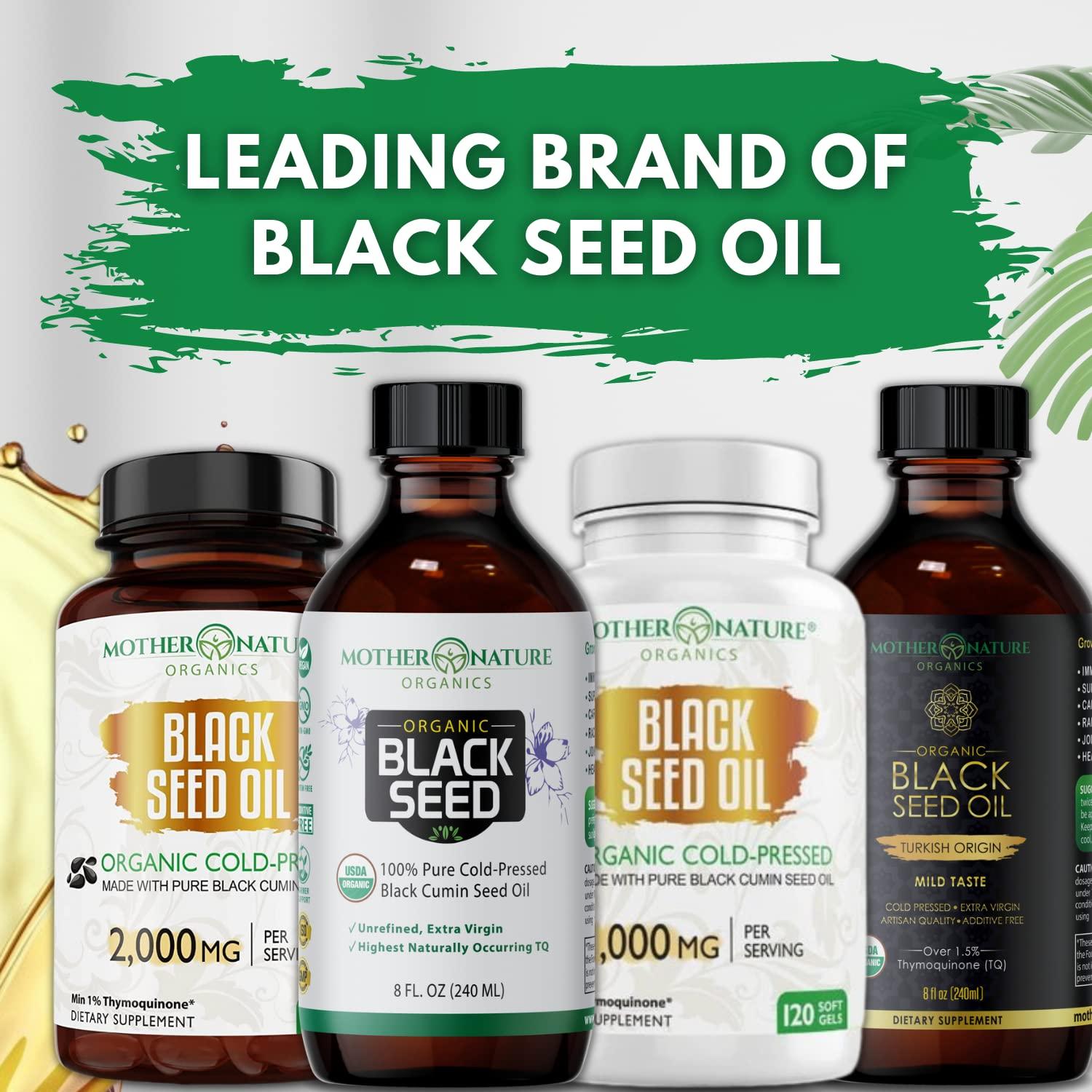 Mother Nature - Organic Black Seed Oil Capsules, Cold Pressed, 2% TQ, 100% Turkish-Black Cumin Nigella, Sativa Oil-3 Month Supply for Immune Support, Joint, Digestive Health,1000mg per Capsule, 180ct - Image 9