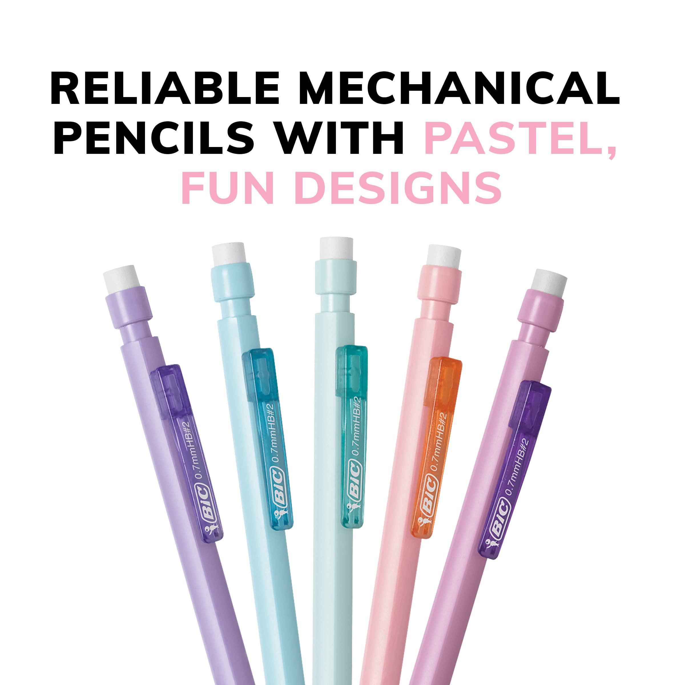 BIC Xtra-Smooth Pastel Mechanical Pencils with Erasers, Medium Point (0.7mm), 24-Count Pack, Bulk Mechanical Pencils for School or Office Supplies - Image 5