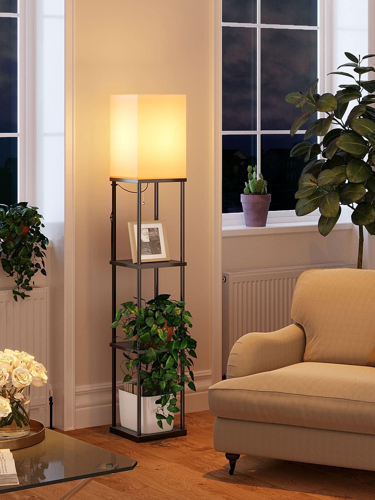 addlon Floor Lamps with Shelves, 4-Tier Modern Shelf Floor Lamp with 3CCT LED Bulb, Display Floor Lamp for Living Room, Bedroom and Office - Black - Image 9