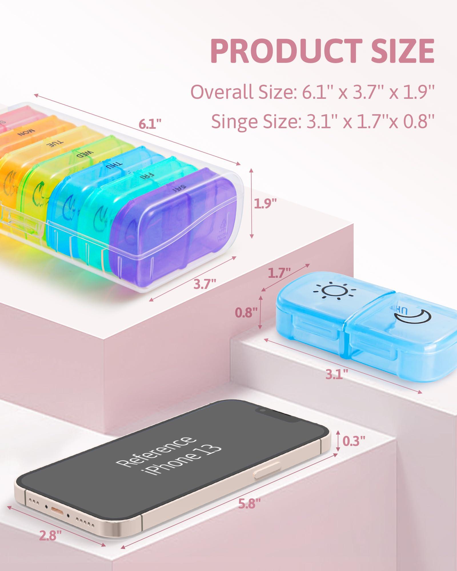 FEATY Weekly Pill Organizer 2 Times a Day with Same-Side Large Opening for Easy Filling & Retrieving, Color Tracking 7 Day AM PM Pill Box with Large BPA Free Pill Case for Vitamins, Fish Oils (Clear) - Image 7