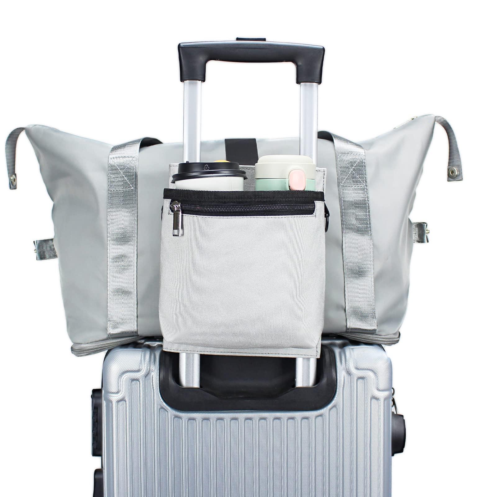 Luggage Travel Cup Holder with Luggage Straps Free Hand Drink Caddy Beverage Holder Travel Accessories Gift for Flight Attendants Businessmen Travelers Fits Roll on Suitcase Handles Light Grey - Image 7