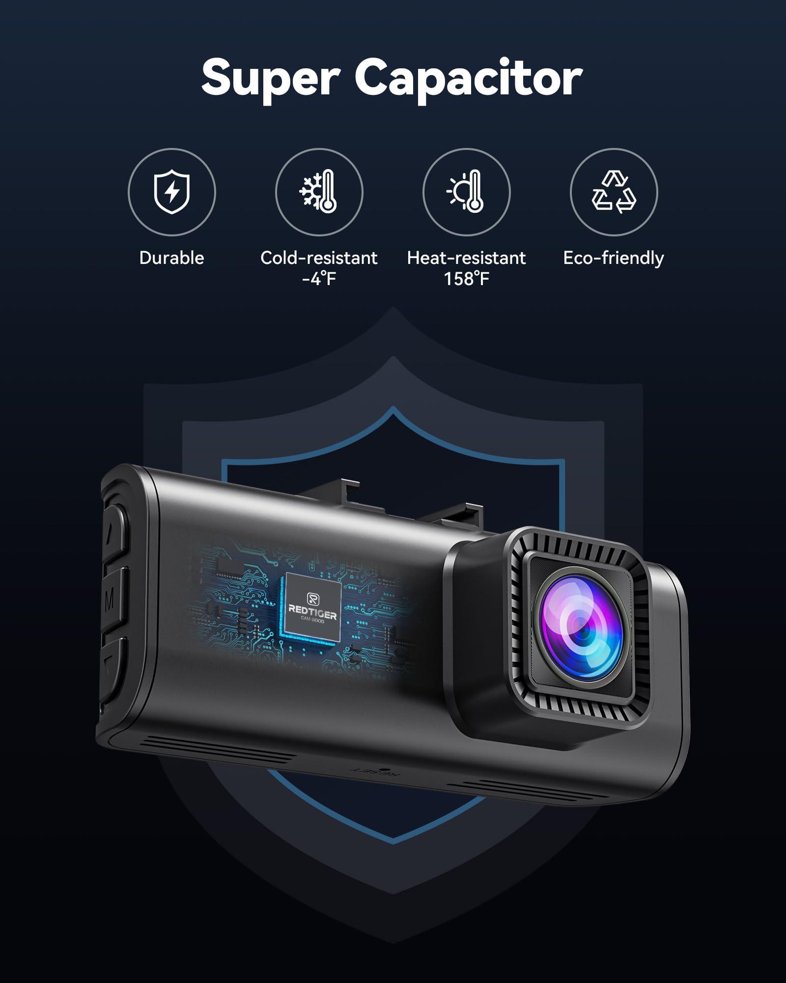 REDTIGER Dash Cam Front Rear, 4K/2.5K Full HD Dash Camera for Cars, Included 32GB Card, Built-in Wi-Fi GPS, APP Control, IPS Screen, Night Vision, Wide Angle, WDR, 24H Parking Mode(F7NP) - Image 9