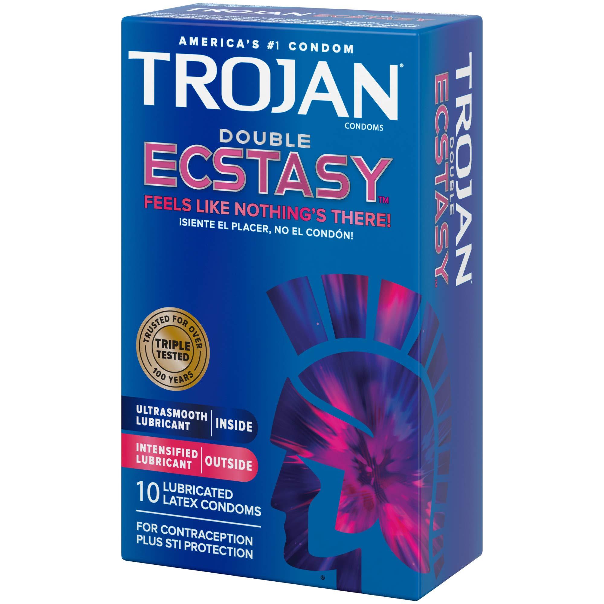 Trojan Double Ecstasy Lubricated Condoms - 10 Count - Image 14