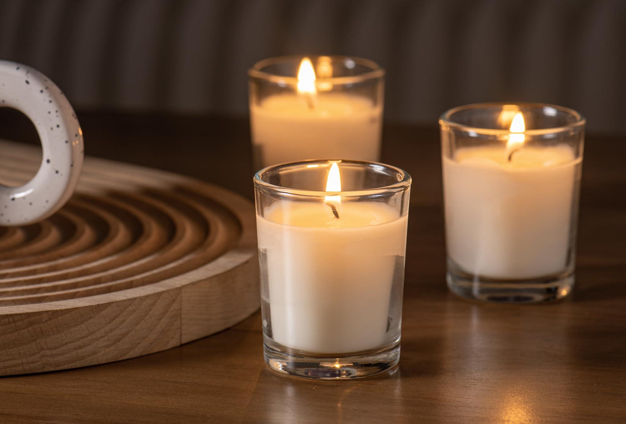 Housecret 36 Pack Warm White Unscented Clear Glass Filled Votive Candles. Hand Poured Wax Candle Ideal Gifts for Aromatherapy Spa Weddings Birthdays Holidays Party - Image 3
