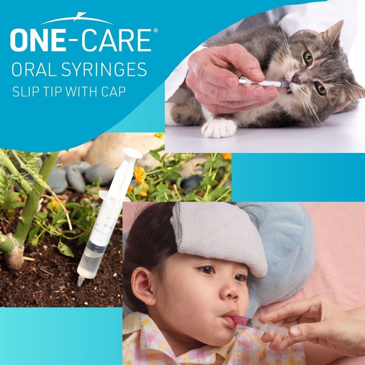 ONE-CARE 1ml Oral Syringe with Cap - Sterile, Individually Wrapped - 100 Dispensers, Slip Tip, Uses include oral administration of medicine for infants, adults and animals - Image 8