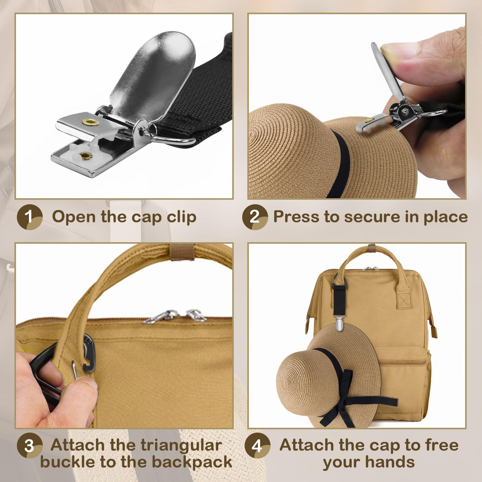 Rimoev 4Pcs Travel Hat Clip, Elastic Hat Clip for Travel, Hat Holder for Bags Luggage Backpack for Travel Handbag, Totes, Backpacks, Luggage Hat Companion Outdoor Travel Accessory - Image 4