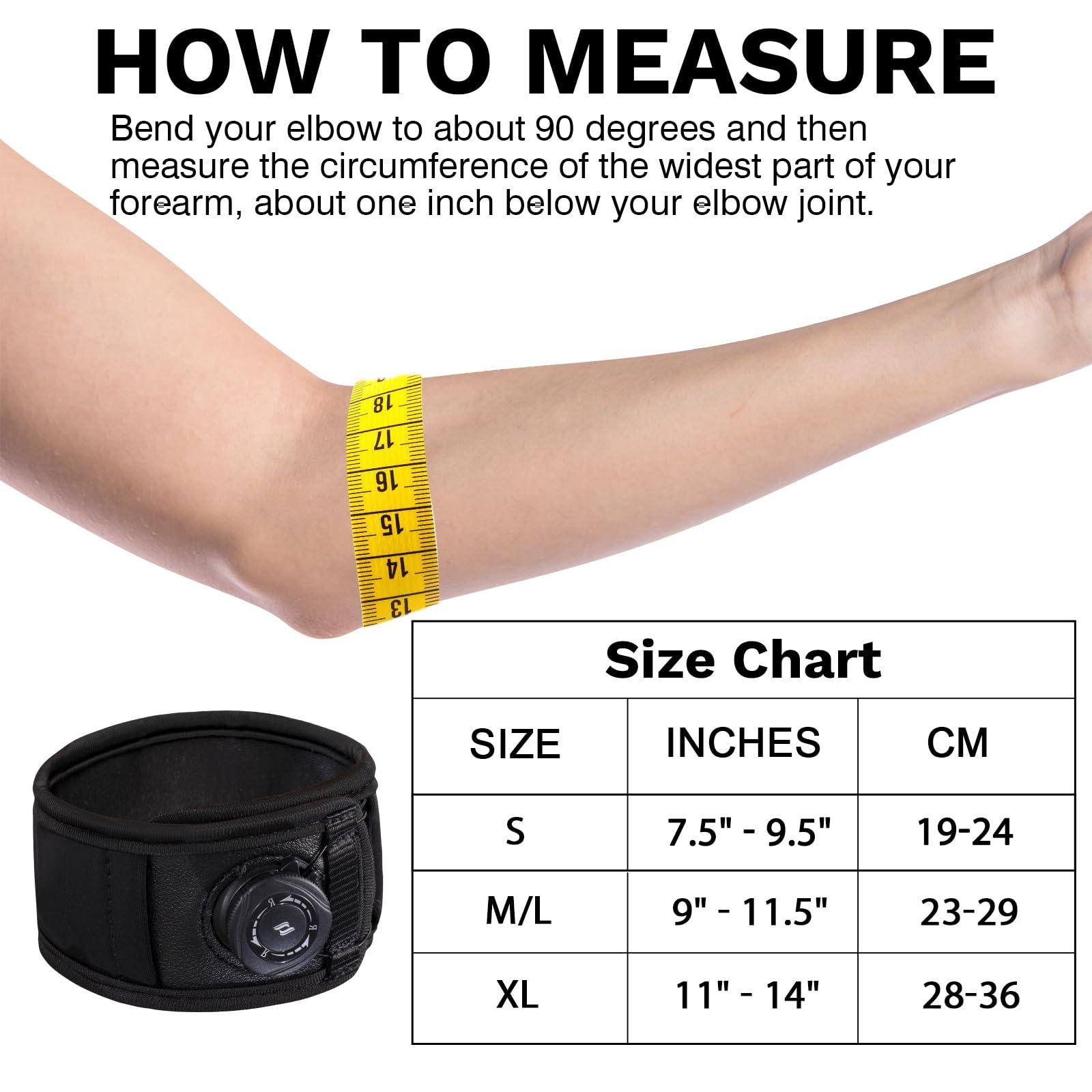 Tennis Elbow Brace for Men & Women (S/M for Smaller Arms Only), Elbow Brace for Tendonitis and Tennis Elbow and Golfer's Elbow, Adjustable Elbow Strap (Black, Small) - Image 5