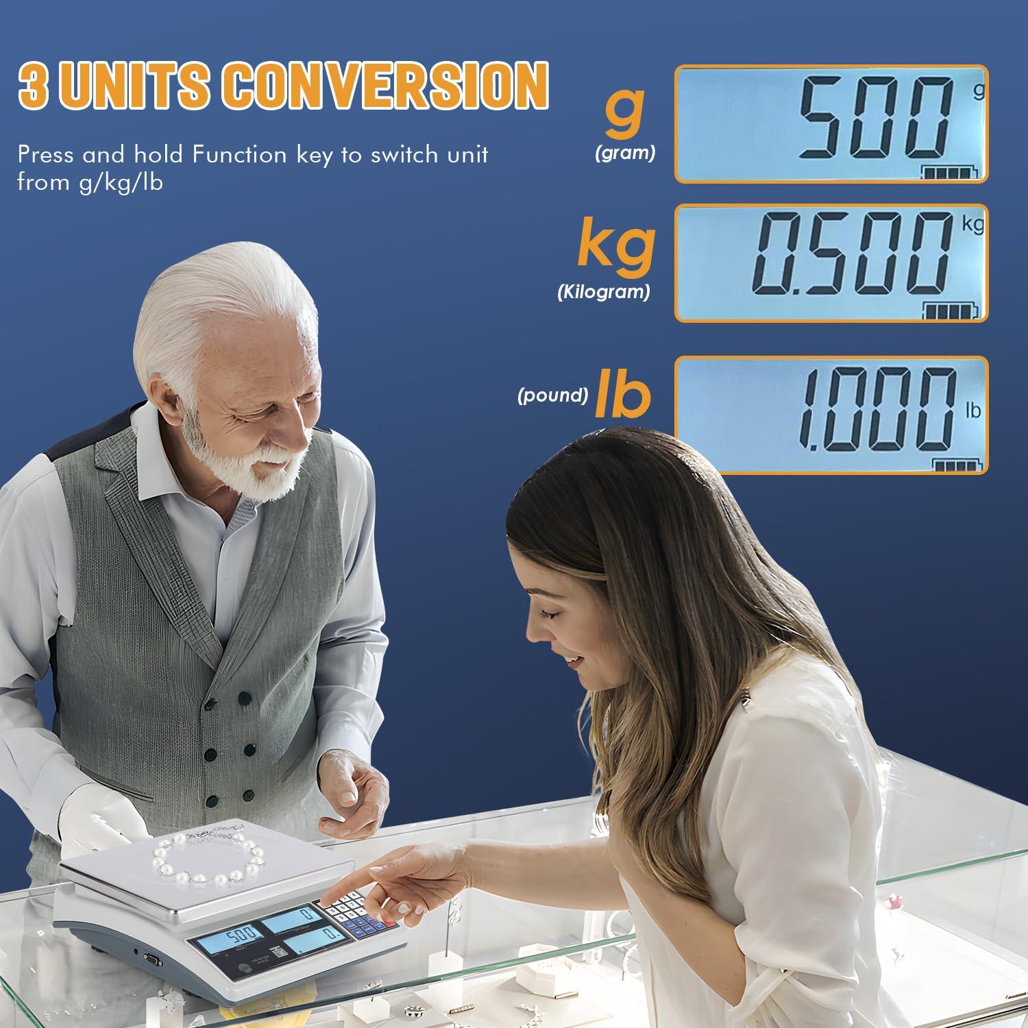 Bonvoisin Industrial Counting Scale Digital Scale for Parts and Coins kg/g/lb Electronic Gram Scale Inventory Counting Scale Industrial Parts Coins Piece Counting Scale (30kg/66lb, 1g) - Image 4
