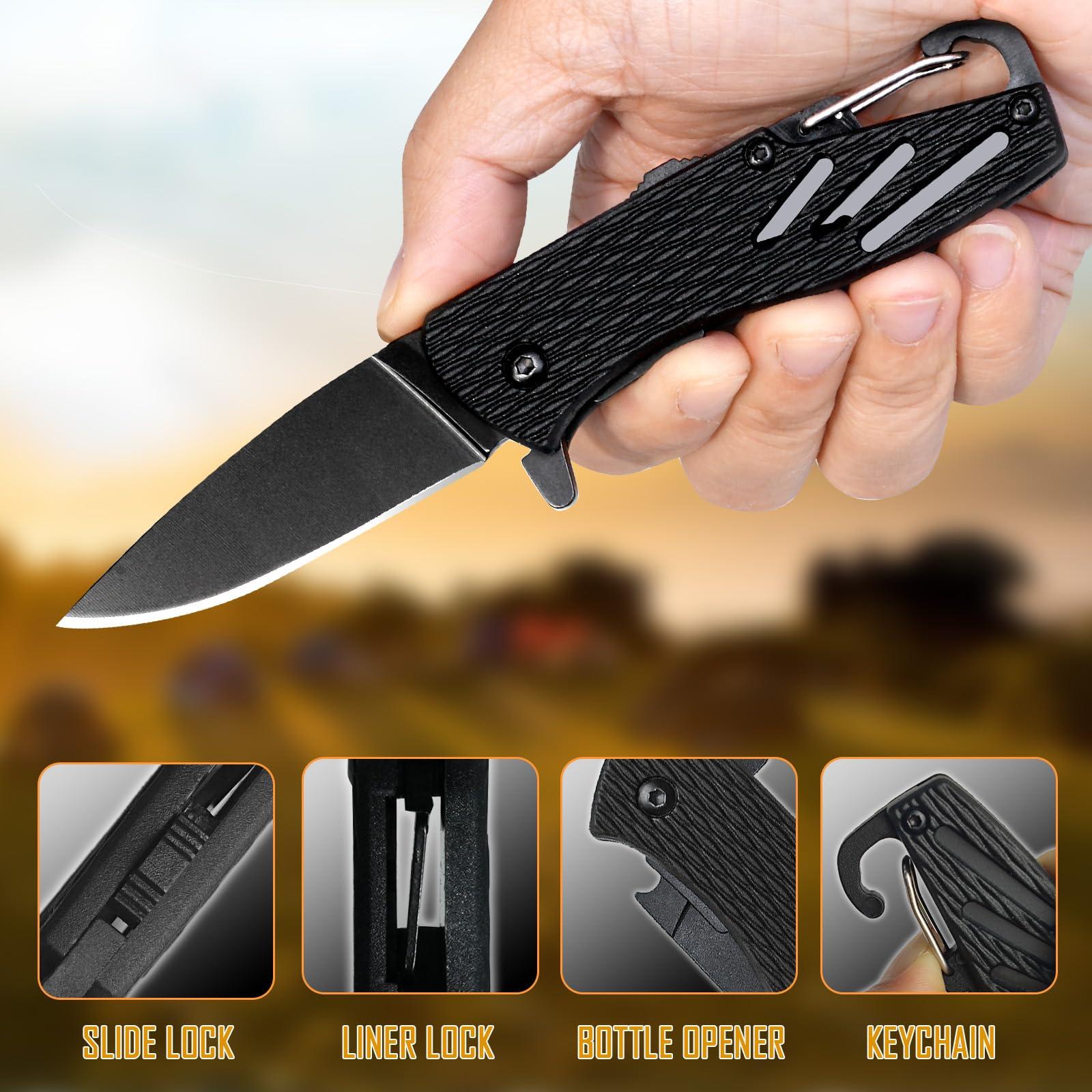 BARRYSAIL Keychain Folding Knife, Small Pocket Knife with Safety Lock, 2.5" Steel Blade, Bottle Opener, Great EDC Tool for Father's Day Gift (Model 6175P) - Image 6