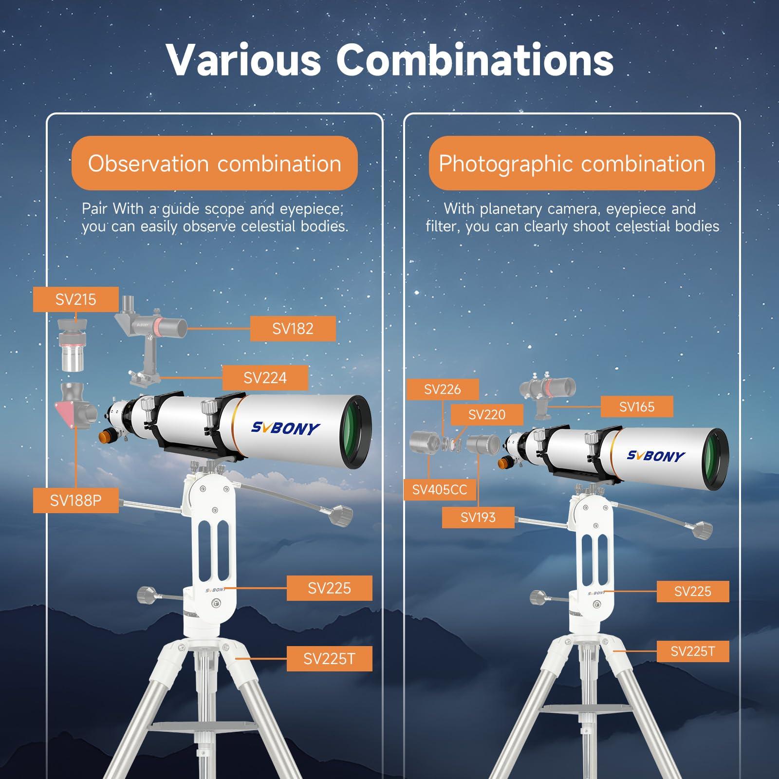 SVBONY SV503 Refractor Telescope, 102mm F7 Extra Low Dispersion Achromatic Refractor OTA, Dual-Speed Focuser, 90mm Back Focus, Telescope for Adults High Powered, for Deep Sky Planets Astrophotography - Image 8