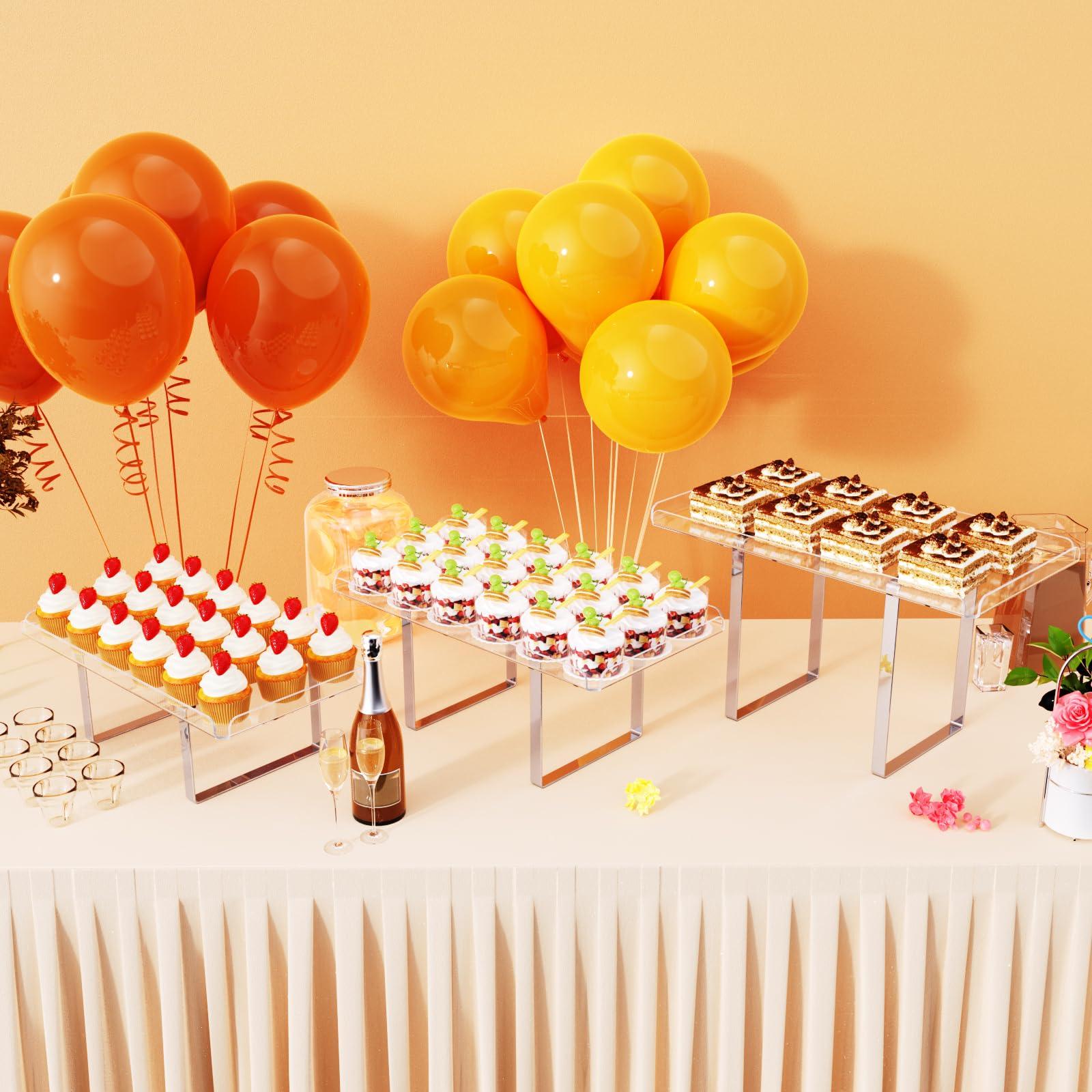 Bakzon 3 Pieces Cupcake Stand Holder, Clear Acrylic Dessert Table Display Set with Iron Support Legs for Birthday Candy Bar Décor Weddings, Parties Events - Image 3