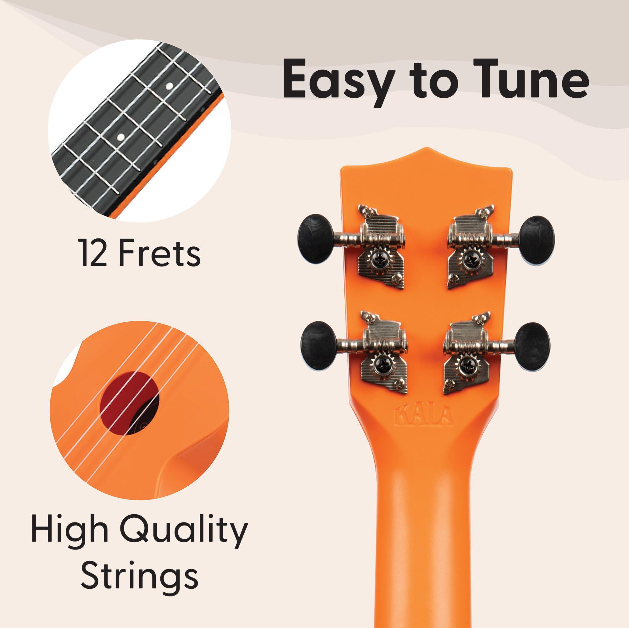 Kala Brand Music Co. The Waterman Beach Collection, 4-String Ukulele, Right, Sunset Orange, Soprano (KA-WMS-OR-S) - Image 5