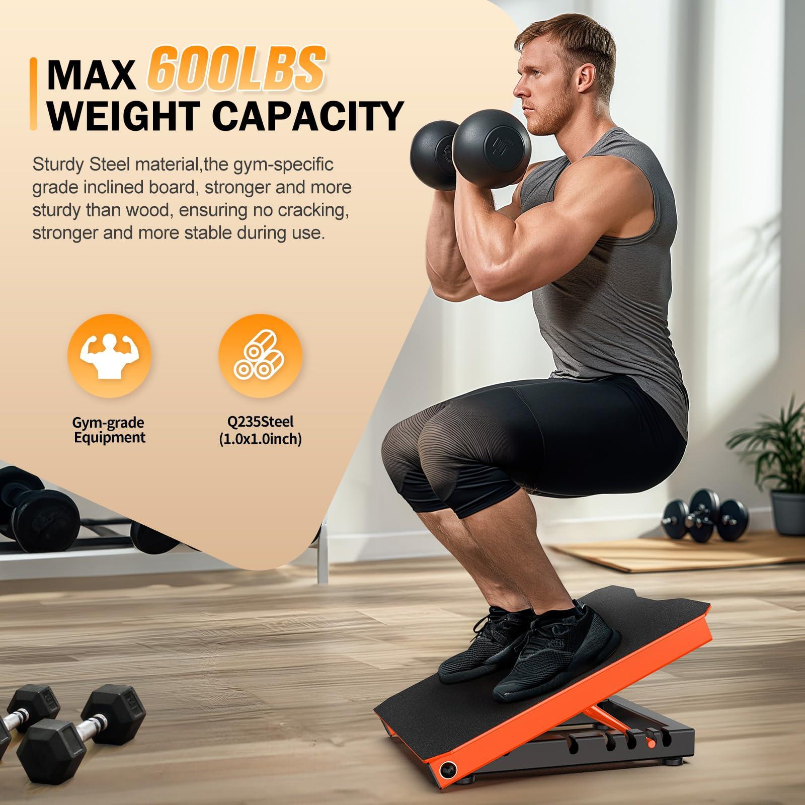Naitesen Steel Slant Board Calf Stretcher for Squat 600lbs Weight Capacity Adjustable Incline Balance Board for Relieving Plantar Fasciitis Achilles Tendonitis Muscle Injuries Home Gym or Commercial - Image 4