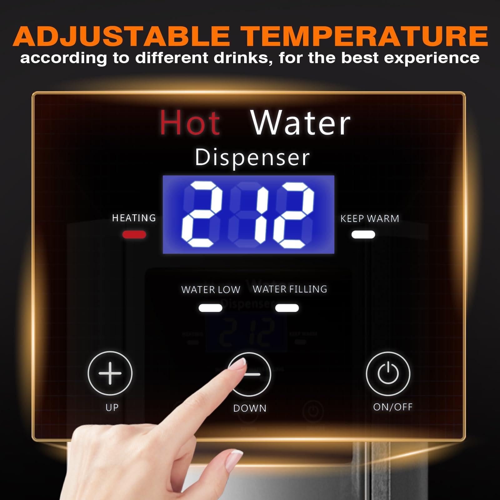 WantJoin Hot Water Dispenser Commercial Water Boiler 20L(5.2GAL)/Hour Step-Heating Electric Countertop Water Dispenser Automatic Temperature Control 32°F-212°F, for Boba Tea Coffee Shop Office 1800W - Image 5