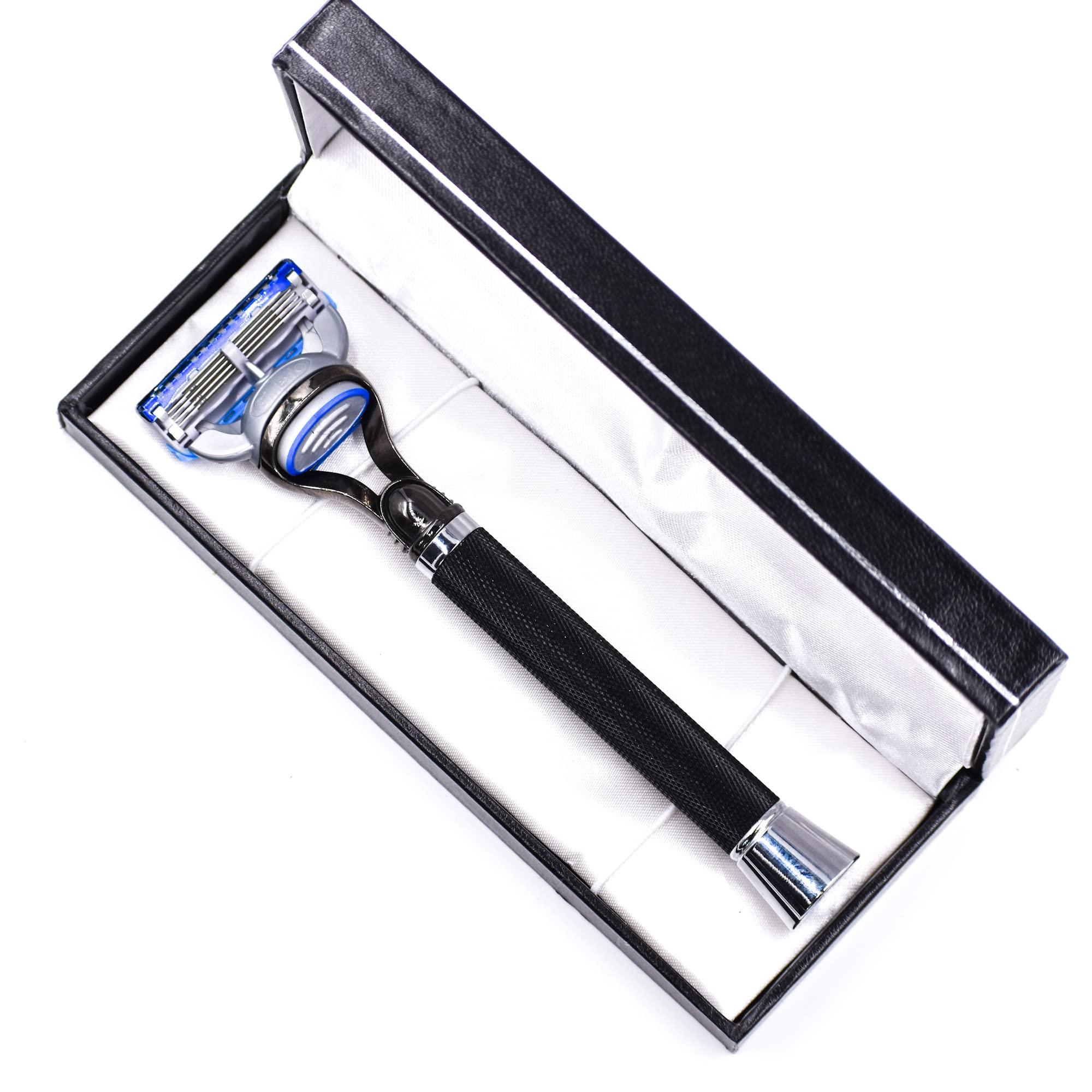 Parker, Deluxe Black Gillette Fusion Compatible Razor with Long Textured Handle - Image 4