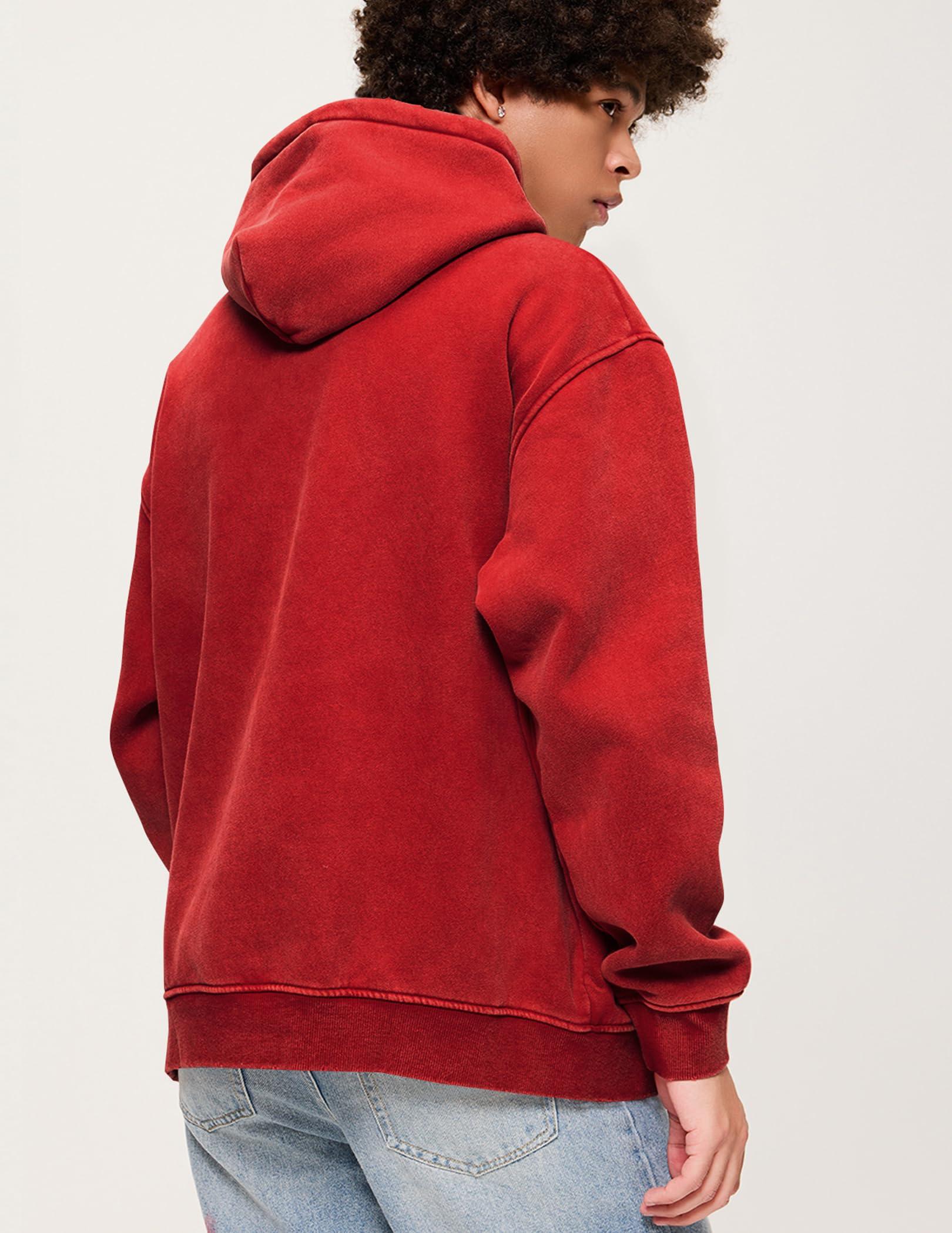 Aelfric Eden Hoodies Mens Acid Wash Hoodie Oversized Vintage Heavyweight Cotton Fleece Hooded Pullover Sweatshirt - Image 3