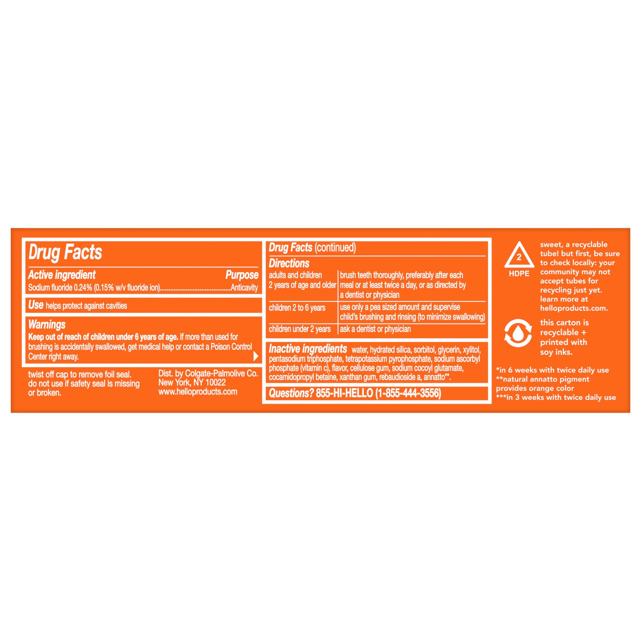 hello Vitamin C Whitening Toothpaste with Fluoride, Whitening SLS Free Toothpaste, Up to 2 Shades Whiter Teeth, No Peroxide, Safe for Everyday Use, Natural Peppermint, 4.0 Oz - Image 9