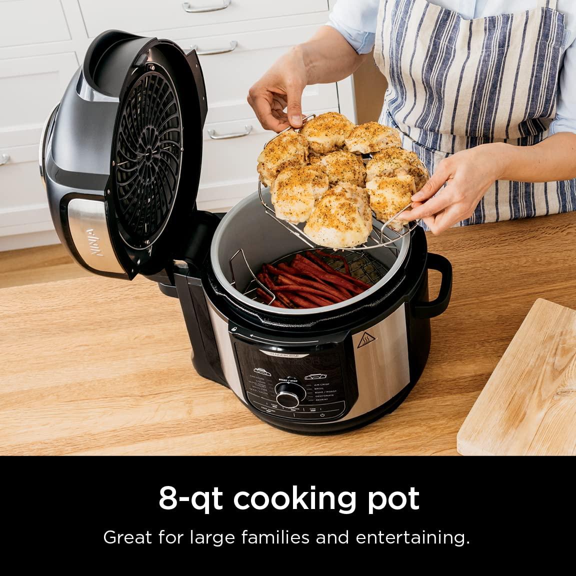 Ninja FD401 LP3 Foodi 12-in-1 Deluxe XL 8 qt. Pressure Cooker & Air Fryer that Steams, Slow Cooks, Sears, Sautés, Dehydrates & More, with 5 qt. Crisper Basket, Reversible Rack & Recipe Book, Silver - Image 2