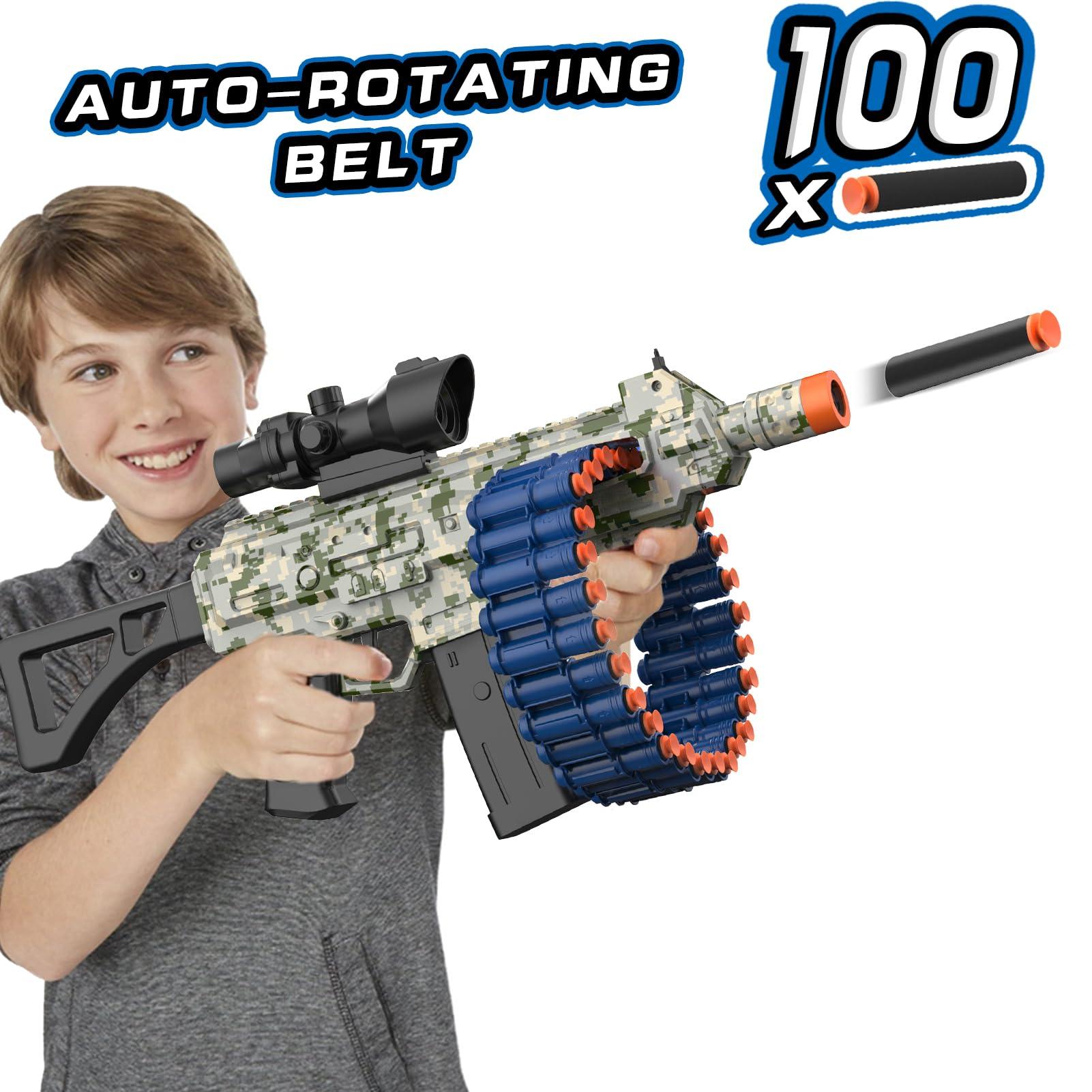 Electric Automatic Toy with Scope, JakMean Toy Blaster with 30 Dart Clips and 100 Foam Darts, Outdoor Shooting Games Toys for 6-12 Year Old Boys & Girls Adults, Gifts for Birthday Xmas, Green - Image 2