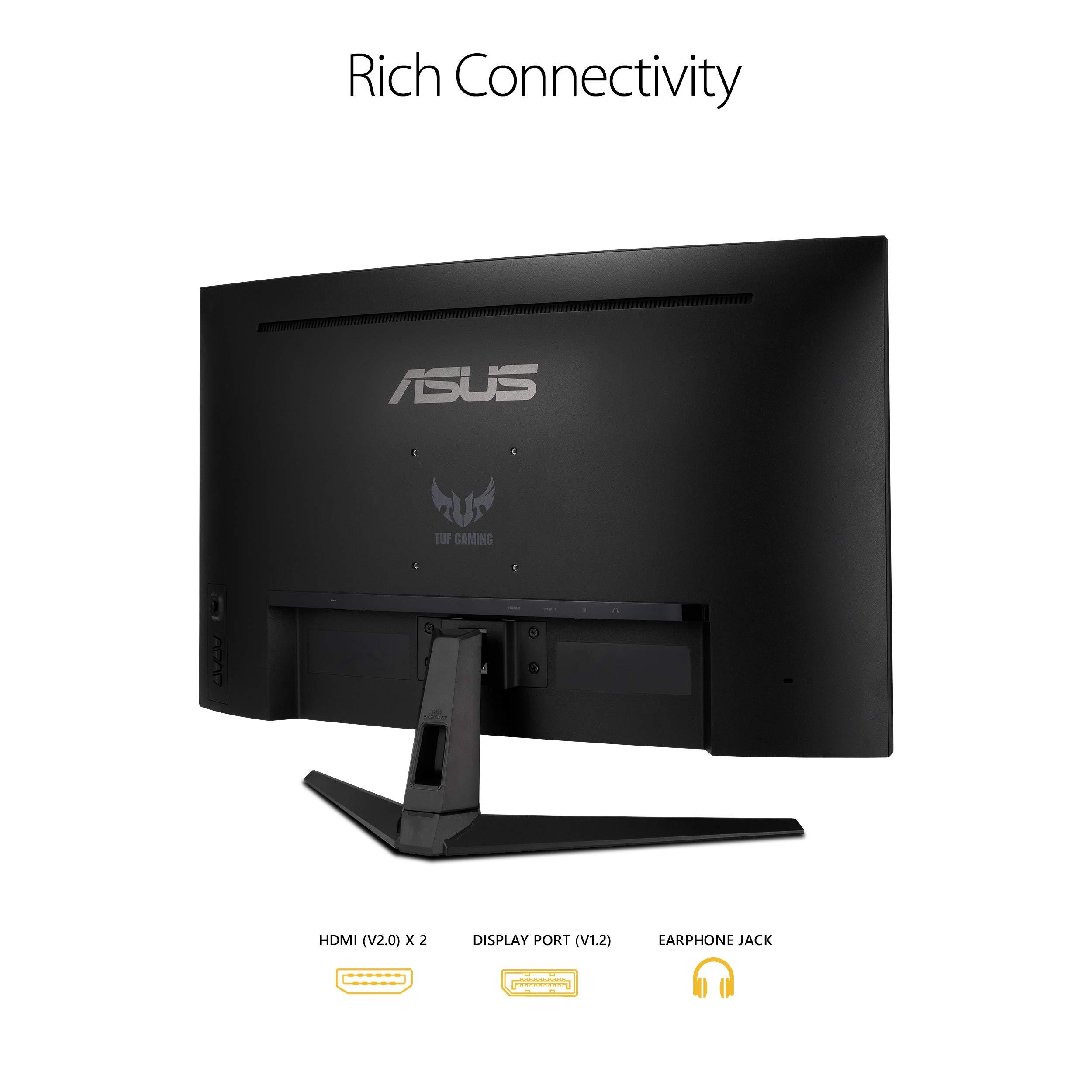 ASUS TUF Gaming 32" 1440P HDR Curved Monitor (VG32VQ1B) - QHD (2560 x 1440), 165Hz (Supports 144Hz), 1ms, Extreme Low Motion Blur, Speaker, FreeSync Premium, VESA Mountable, DisplayPort, HDMI,BLACK - Image 7