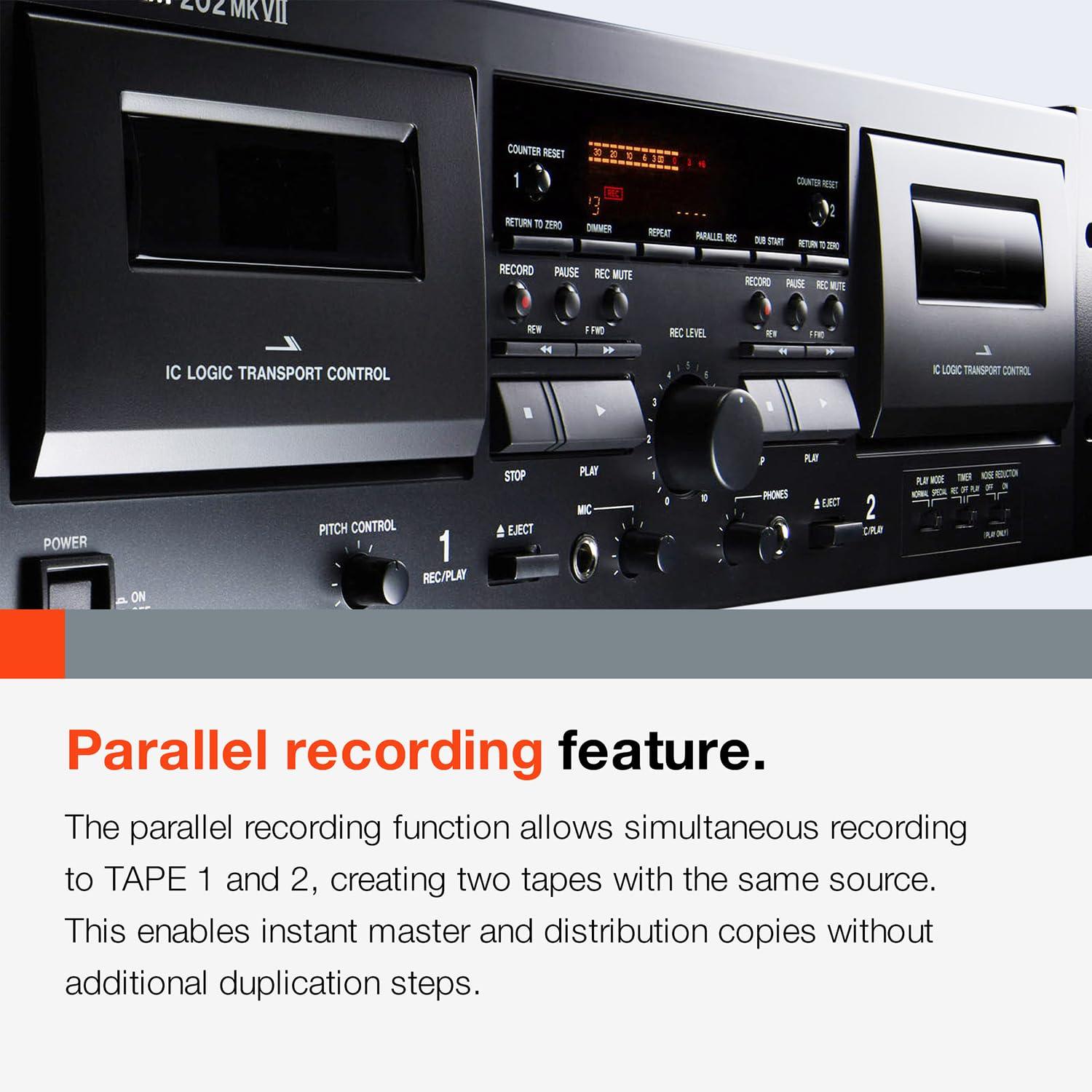 Tascam 202MKVII Double Cassette Deck Recorder with USB Port, Dual Cassette Deck - Image 5